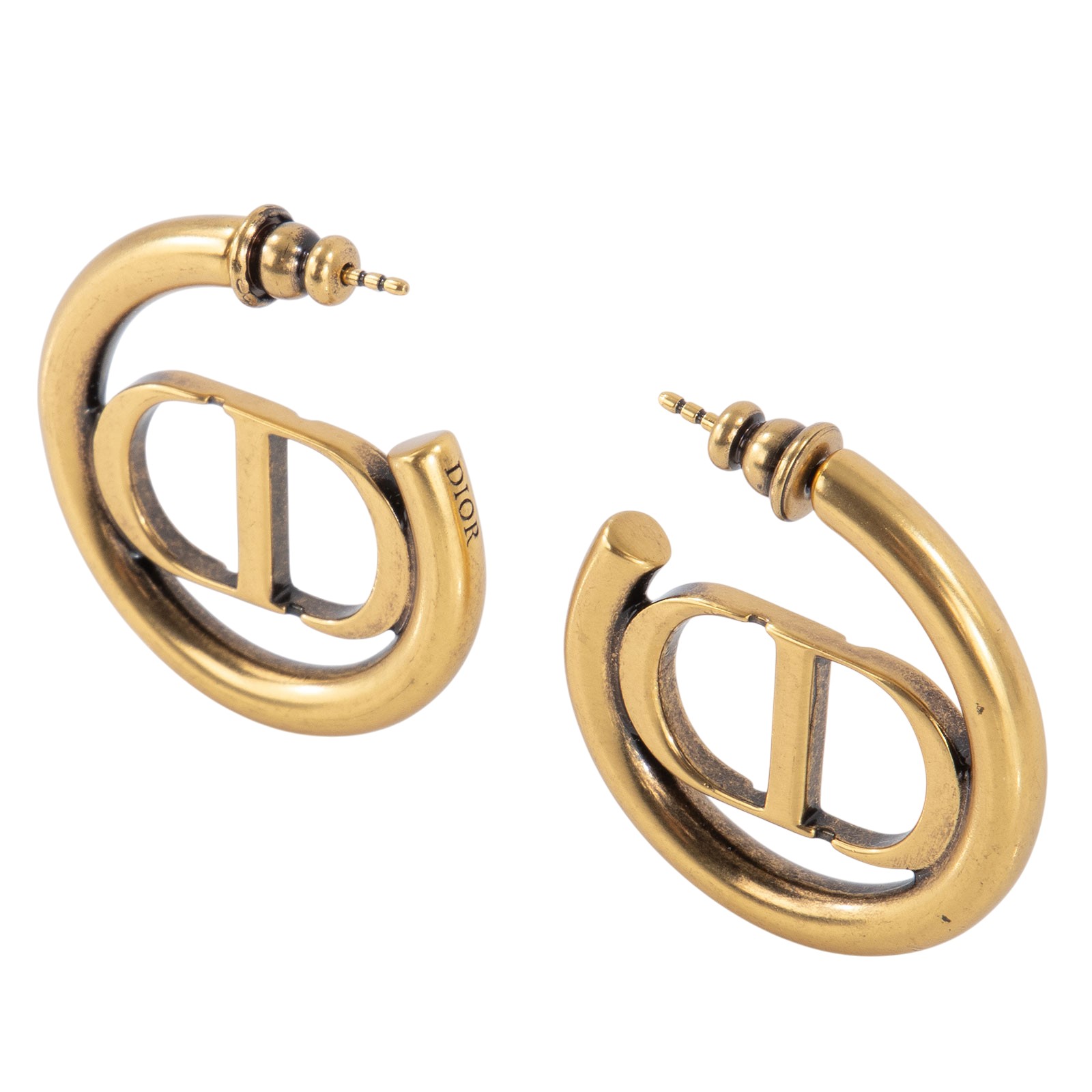 迪奧 CHRISTIAN DIOR 30 Montaigne 耳釘 E2050WOMMT 金圓圈耳環 原廠盒子/防塵袋