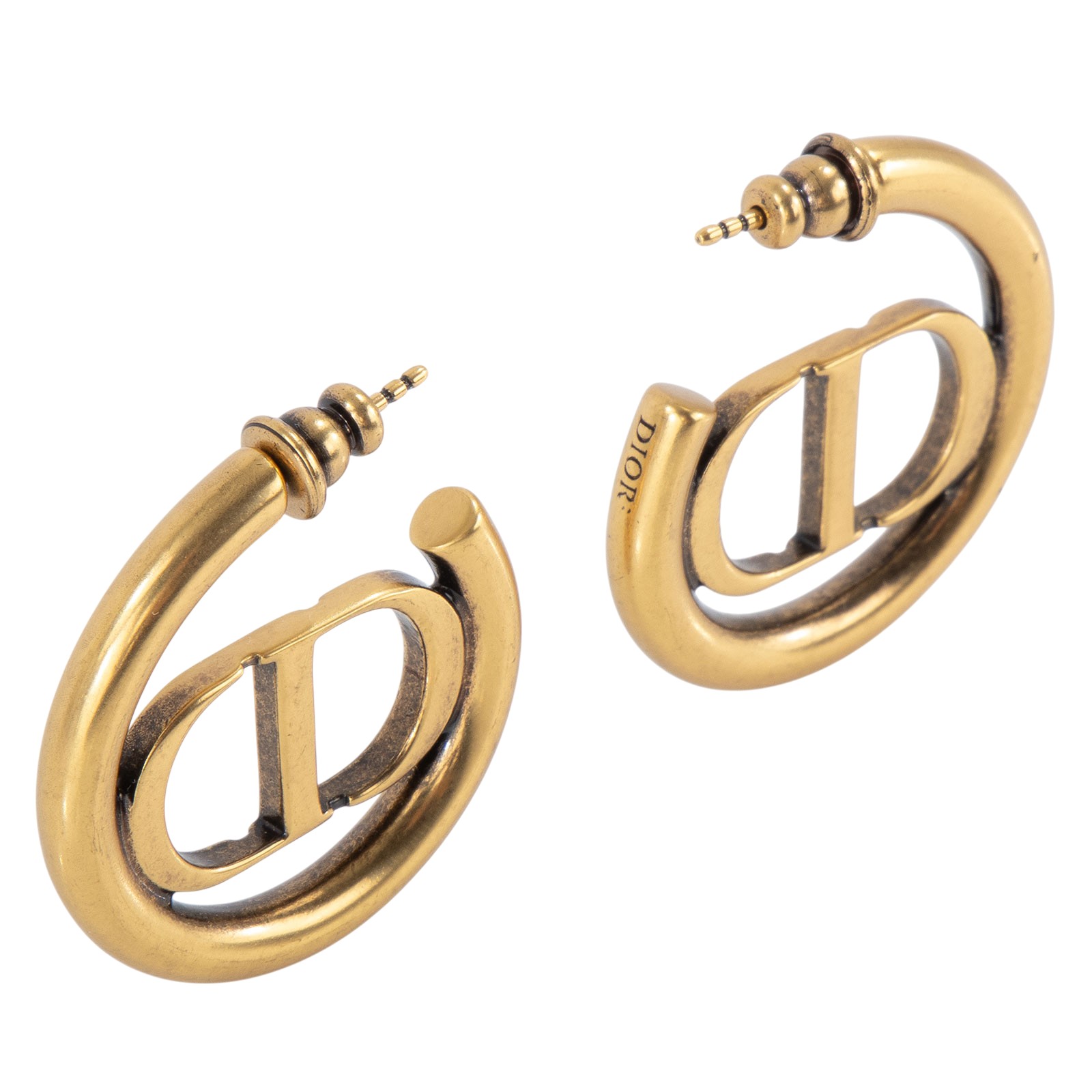 迪奧 CHRISTIAN DIOR 30 Montaigne 耳釘 E2050WOMMT 金圓圈耳環 原廠盒子/防塵袋