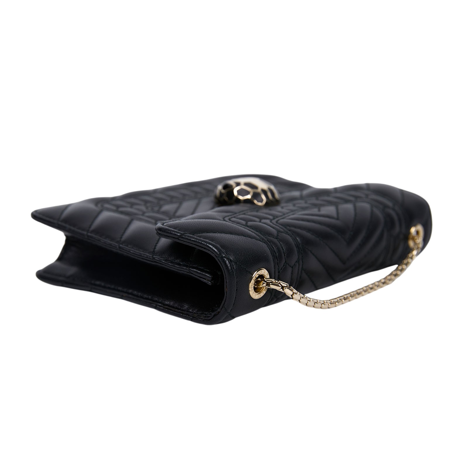 寶格麗 BVLGARI Serpenti Forever 口蓋包 281693 黑蛇頭包 鏡子/雨衣/防塵袋