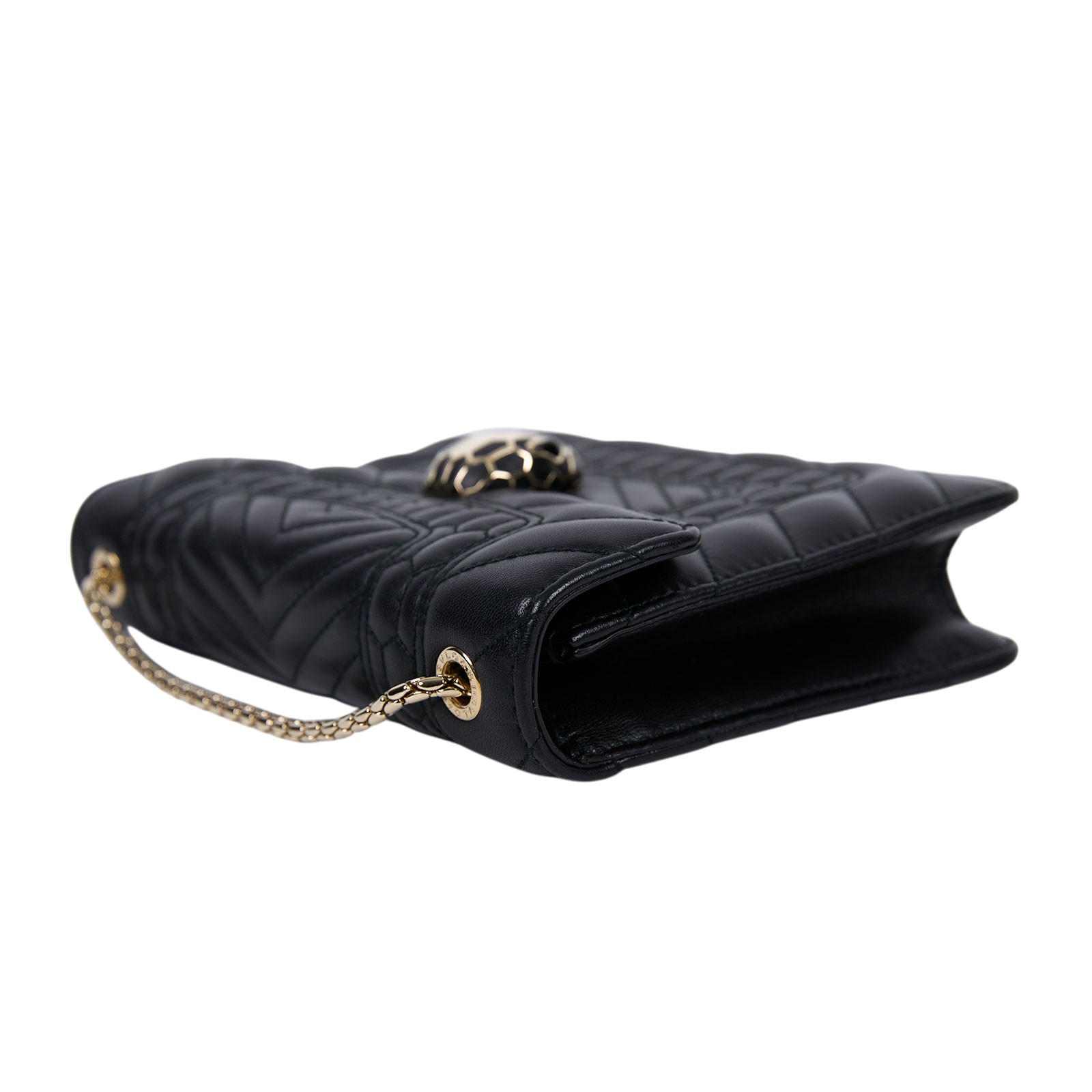 寶格麗 BVLGARI Serpenti Forever 口蓋包 281693 黑蛇頭包 鏡子/雨衣/防塵袋