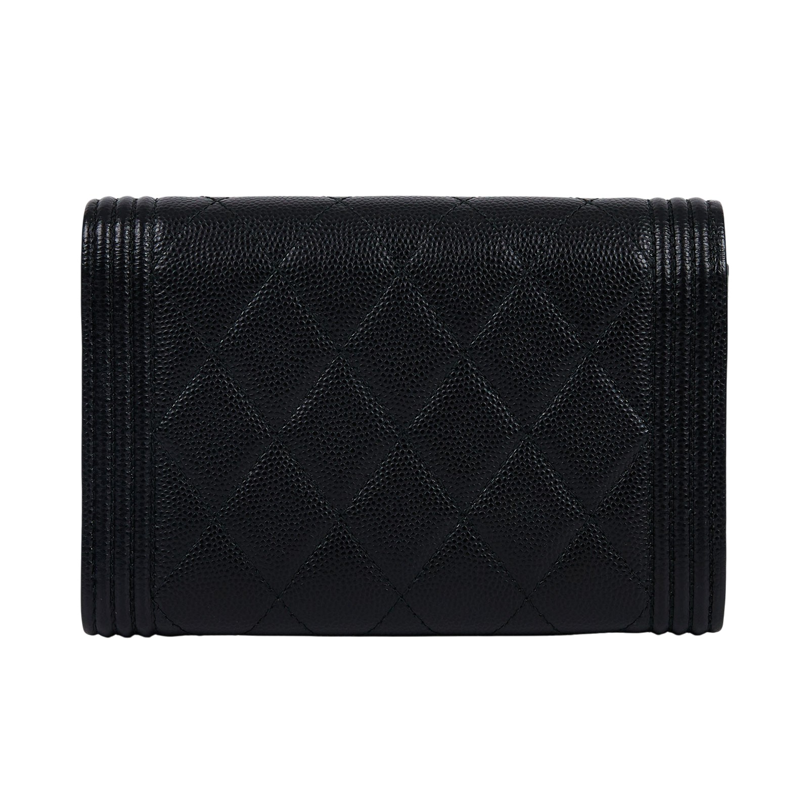 香奈兒 CHANEL BOY 五卡 中夾 小羊皮 錢包 A84302 24開淡金黑荔枝BOY中夾 原廠盒子/防塵袋/保證卡