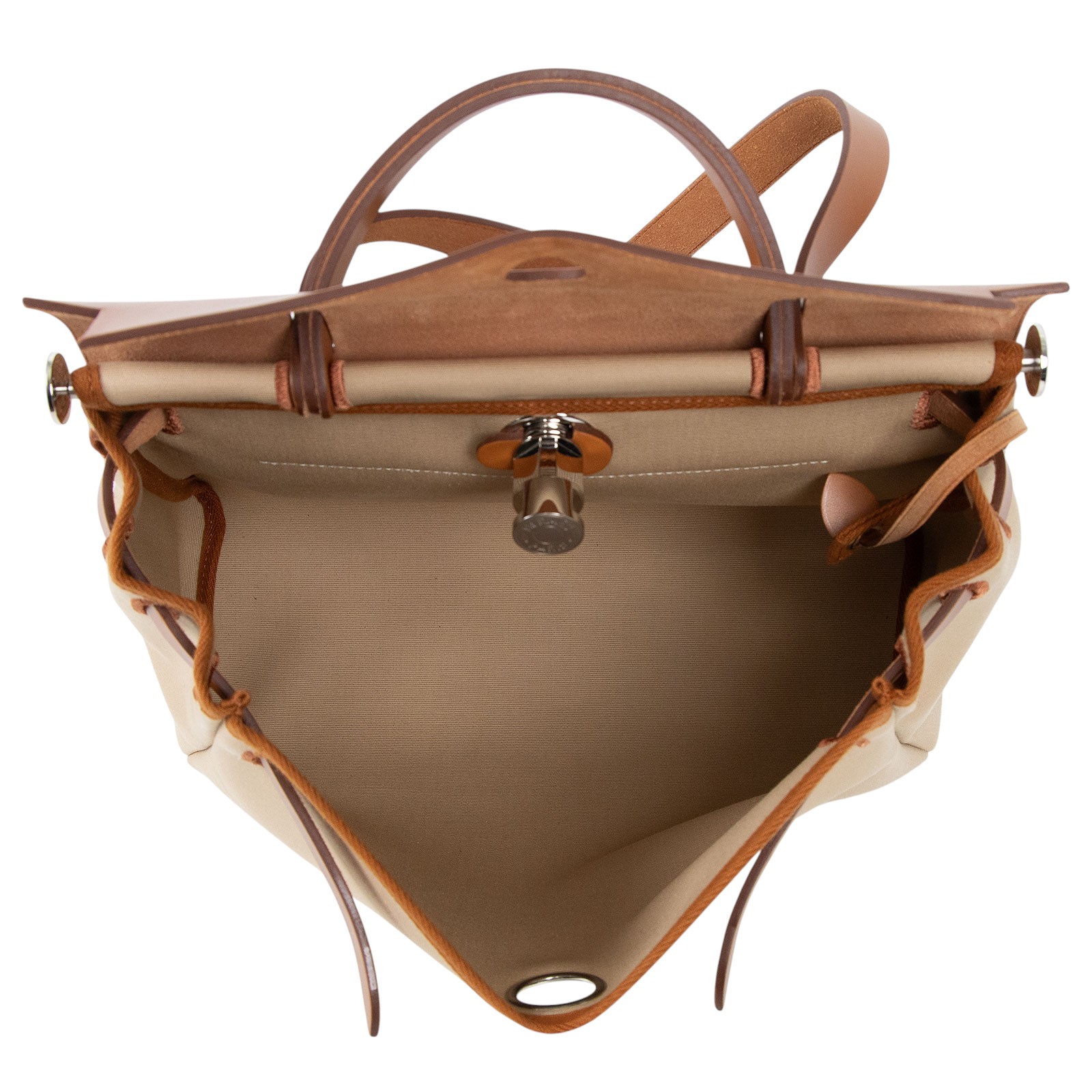 愛馬仕 Hermes Herbag Zip 31 HER31 T刻 金棕拼帆布HERBAG31 原廠盒子/防塵袋/鎖組