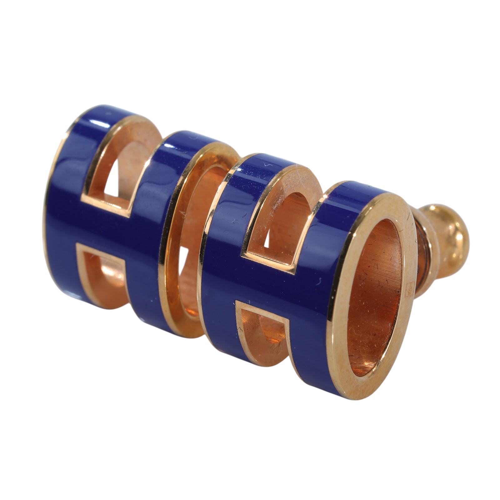 愛馬仕 Hermes Mini Pop H 耳釘 POPHEMINI ST 11 19 藍金POP耳環 原廠盒子/防塵袋