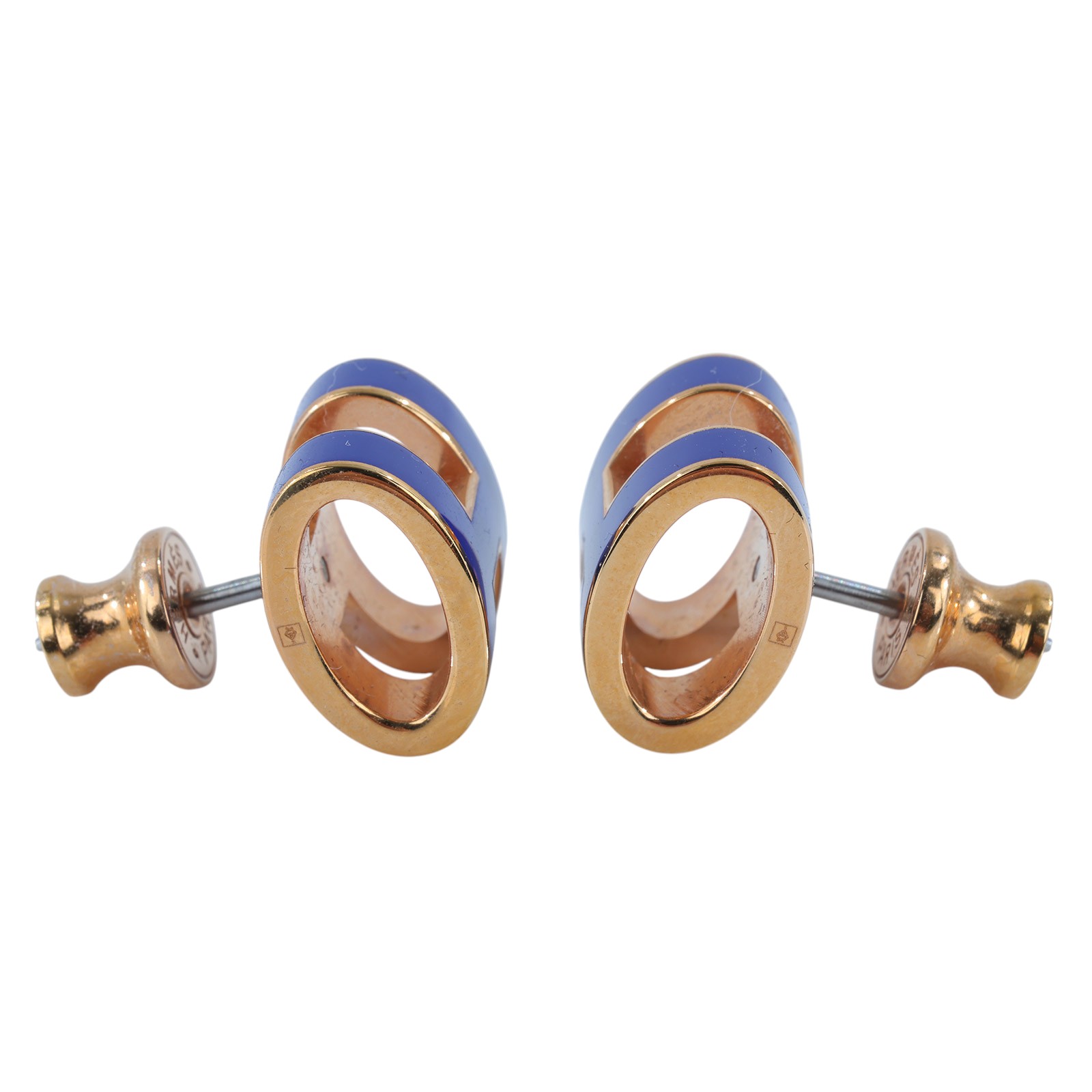 愛馬仕 Hermes Mini Pop H 耳釘 POPHEMINI ST 11 19 藍金POP耳環 原廠盒子/防塵袋