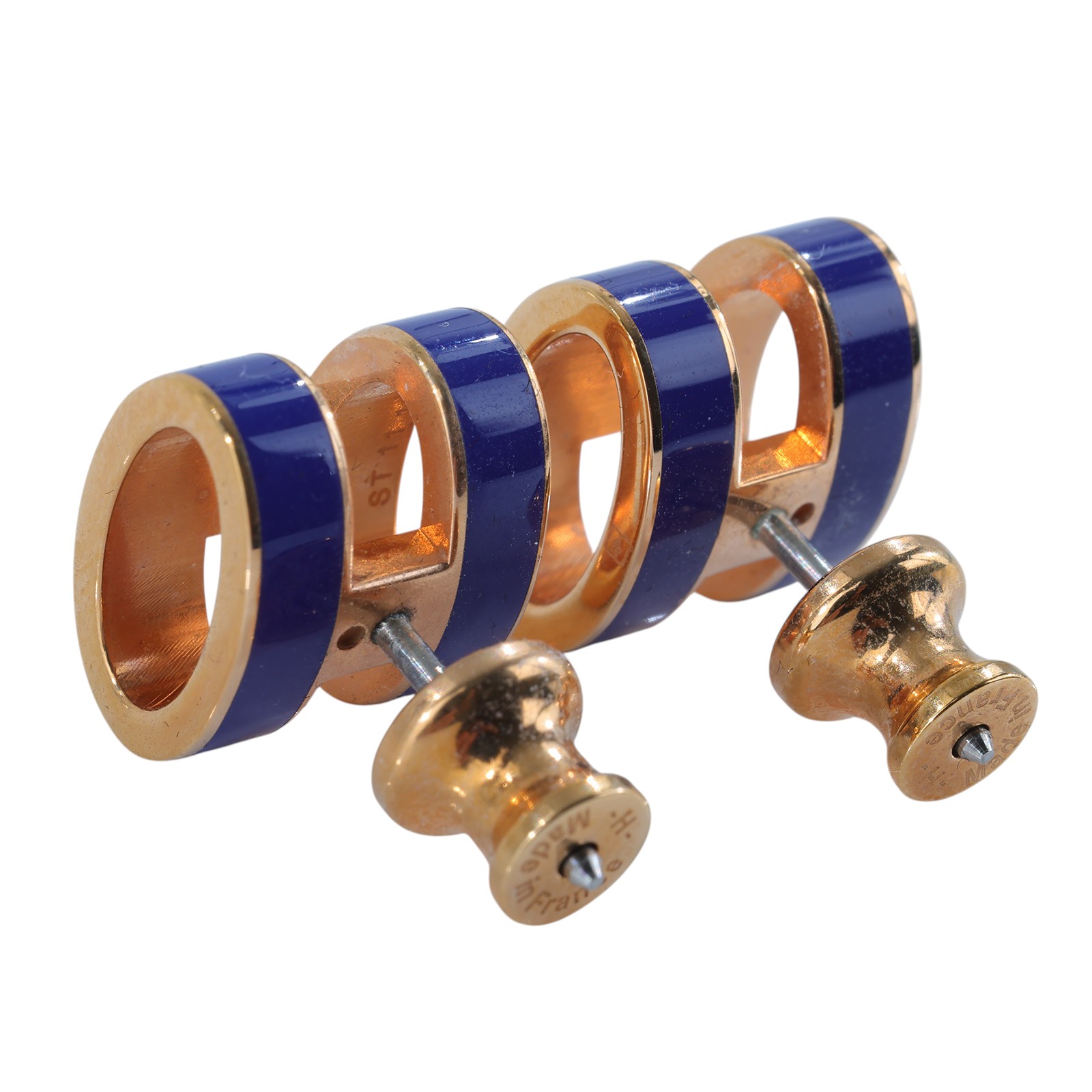 愛馬仕 Hermes Mini Pop H 耳釘 POPHEMINI ST 11 19 藍金POP耳環 原廠盒子/防塵袋