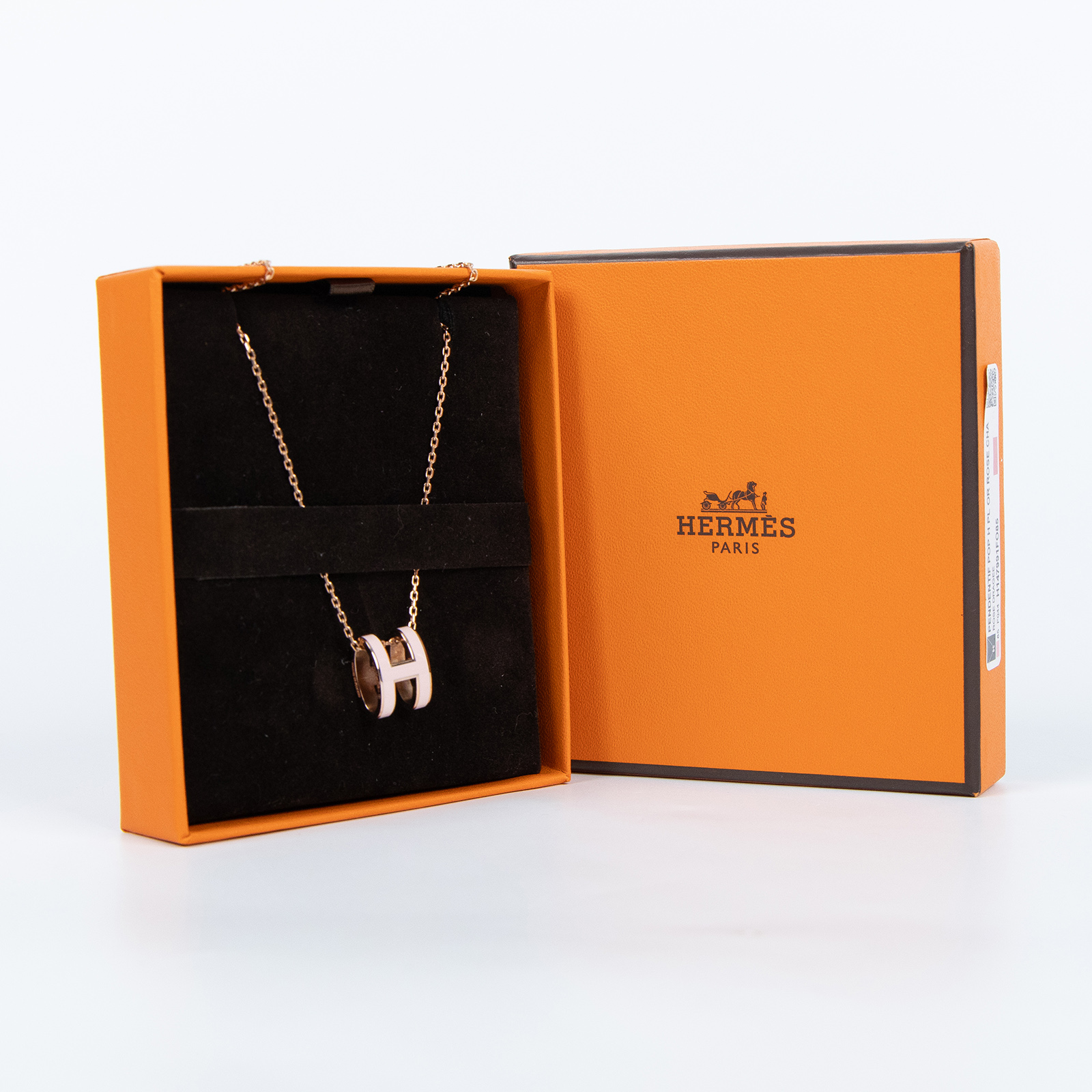 愛馬仕 Hermes Pop H 墜飾 糖衣粉 H147991FO85 /ST 01 69 粉金POP項鍊 原廠盒子/防塵袋