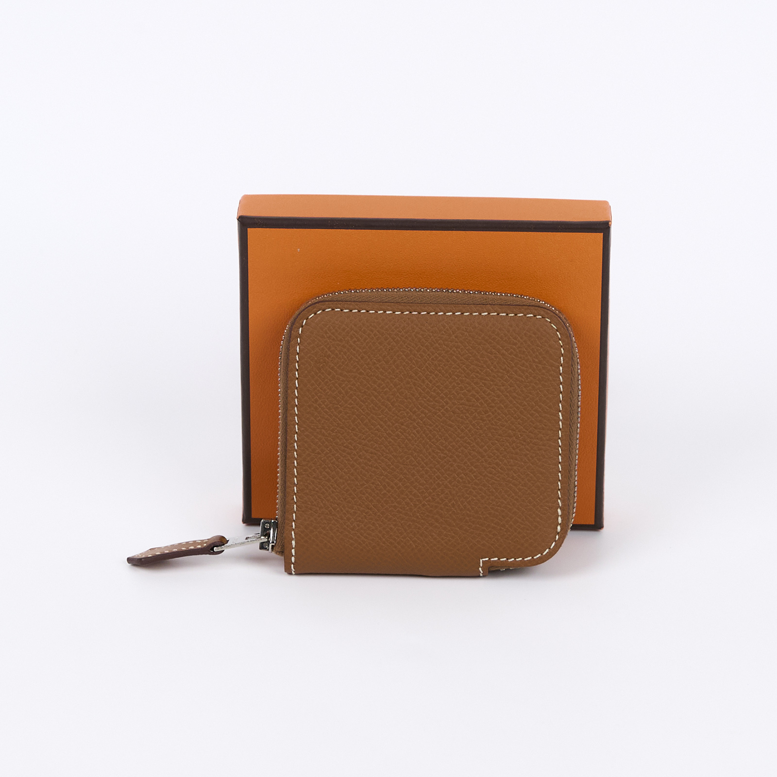 愛馬仕 Hermes SilkIn 拉鍊 絲巾 零錢包 SILKC C刻 金棕絲巾零錢包 原廠盒子