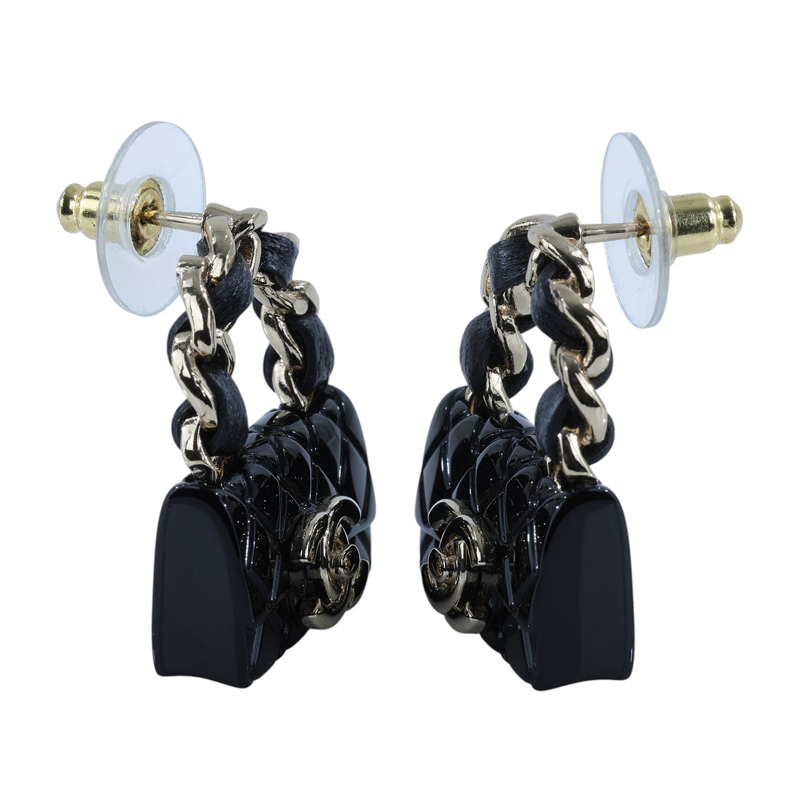 香奈兒 CHANEL 手提包造型 耳環 黑色 B23C 黑包包耳環 原廠盒子/防塵袋