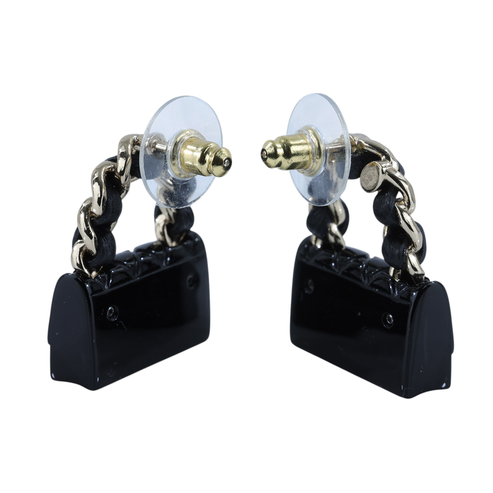 香奈兒 CHANEL 手提包造型 耳環 黑色 B23C 黑包包耳環 原廠盒子/防塵袋