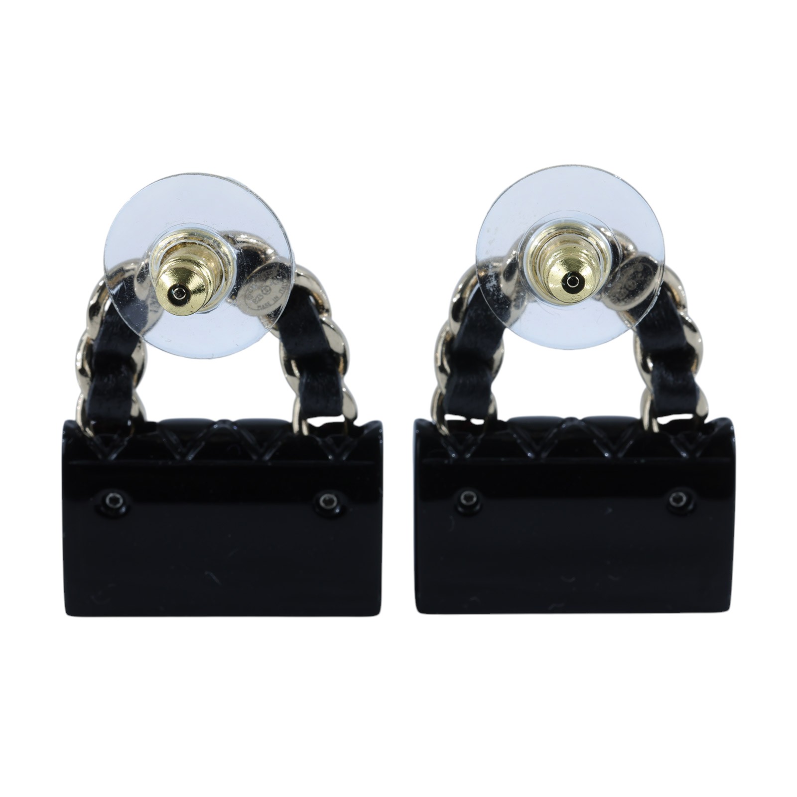 香奈兒 CHANEL 手提包造型 耳環 黑色 B23C 黑包包耳環 原廠盒子/防塵袋