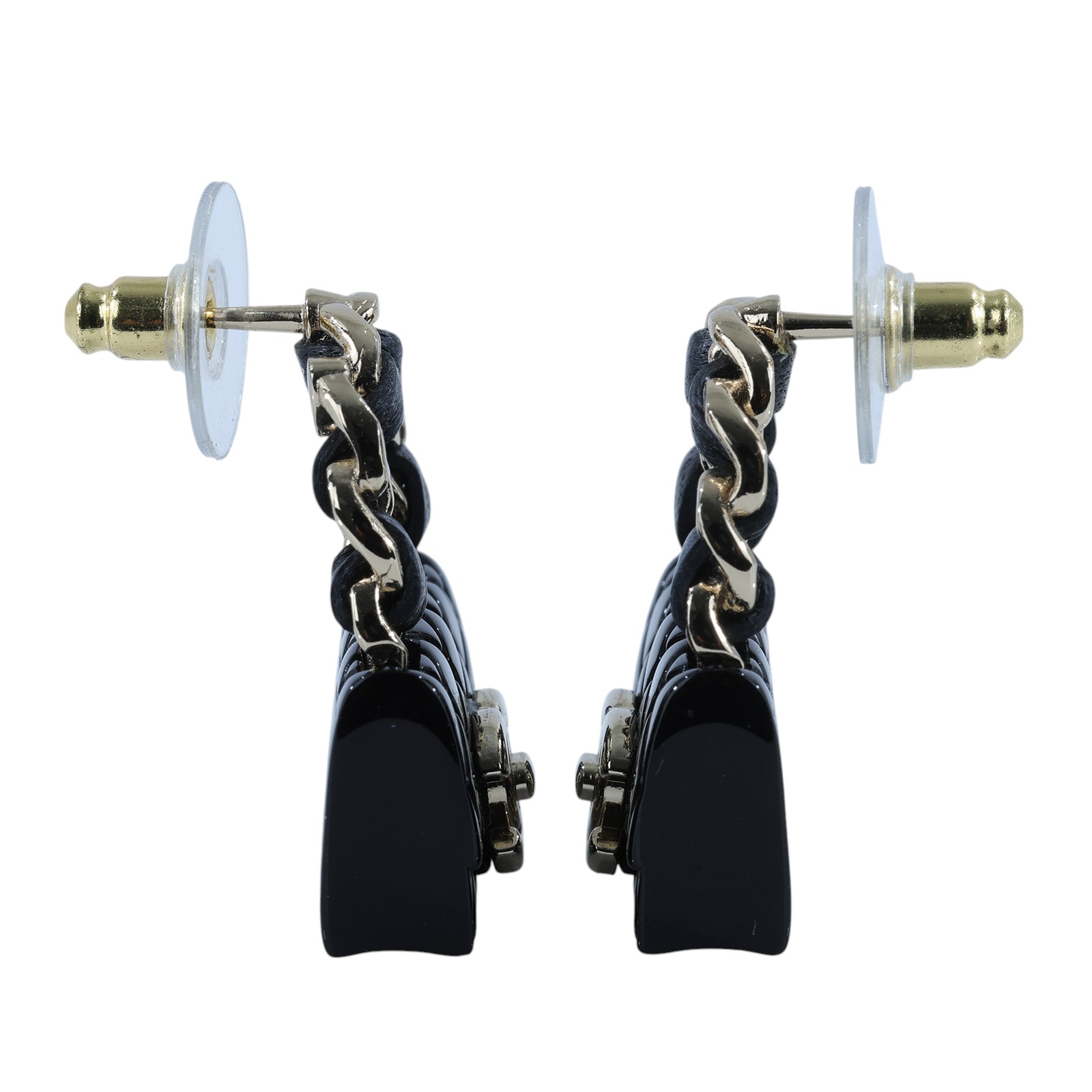 香奈兒 CHANEL 手提包造型 耳環 黑色 B23C 黑包包耳環 原廠盒子/防塵袋