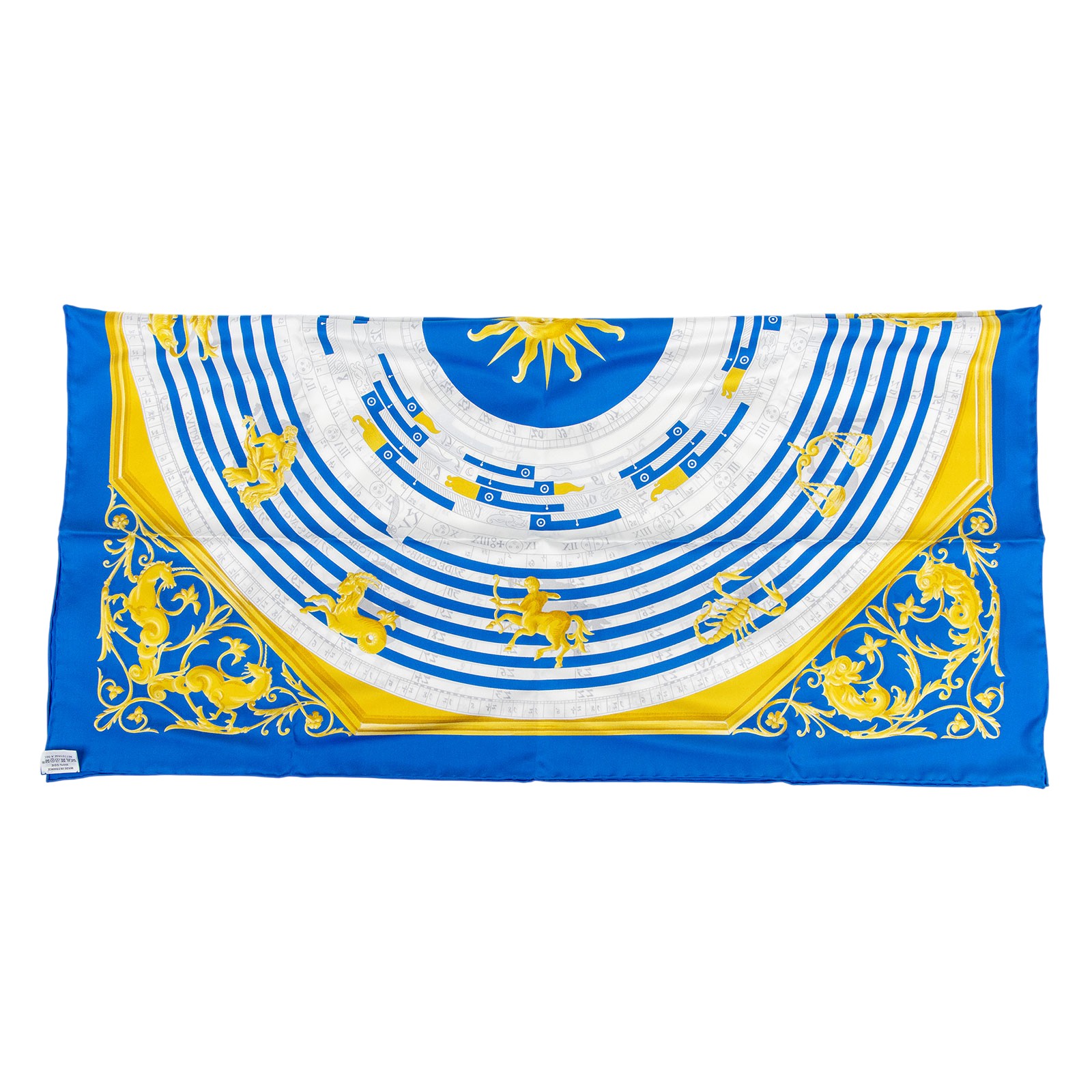愛馬仕 Hermes Astrologie forever scarf 90 絲巾 鈷藍色 復古金 白色 H001387Sv53  藍色絲巾90X90 原廠盒子