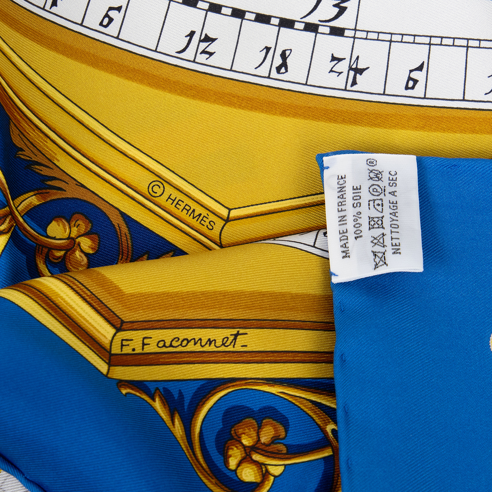 愛馬仕 Hermes Astrologie forever scarf 90 絲巾 鈷藍色 復古金 白色 H001387Sv53  藍色絲巾90X90 原廠盒子