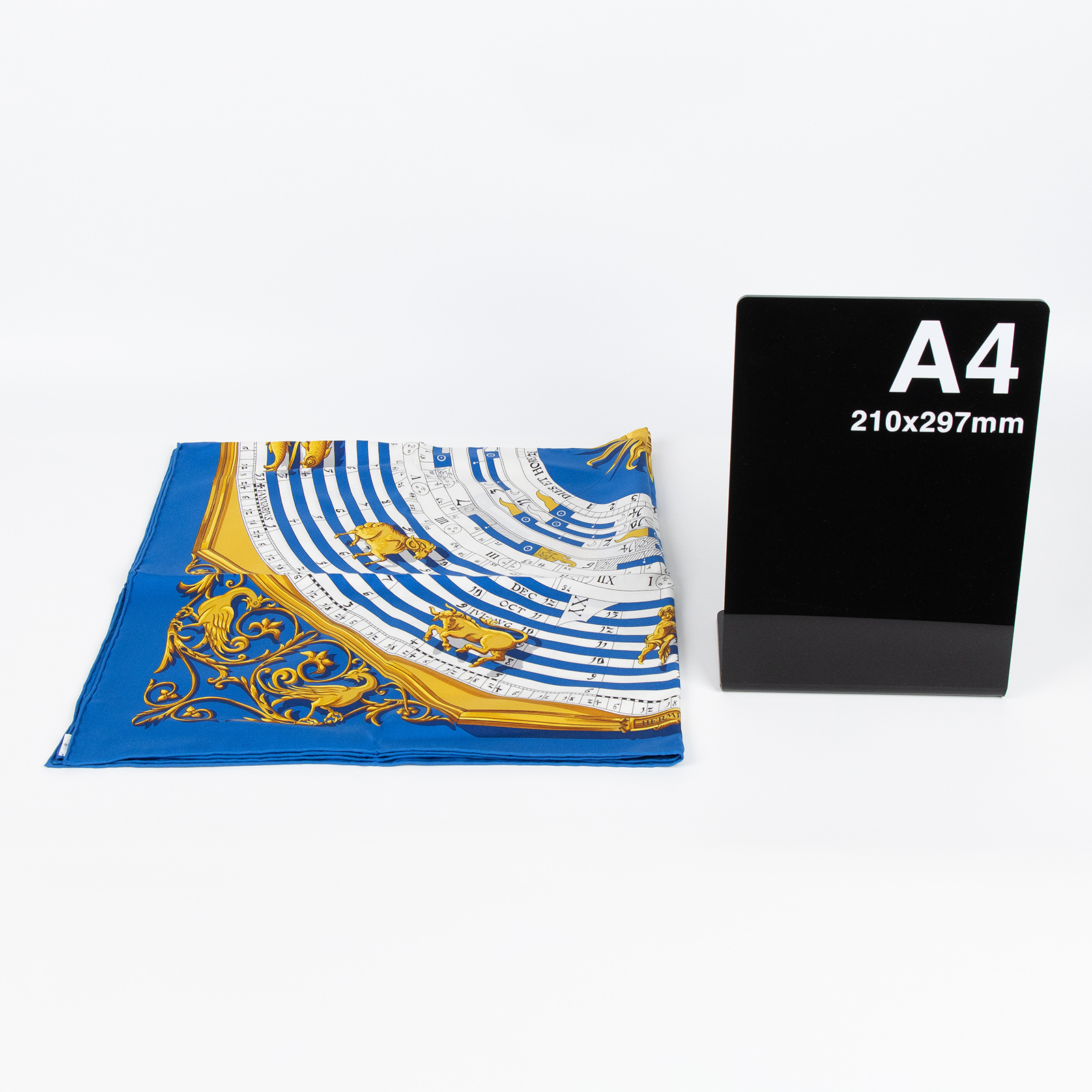 愛馬仕 Hermes Astrologie forever scarf 90 絲巾 鈷藍色 復古金 白色 H001387Sv53  藍色絲巾90X90 原廠盒子