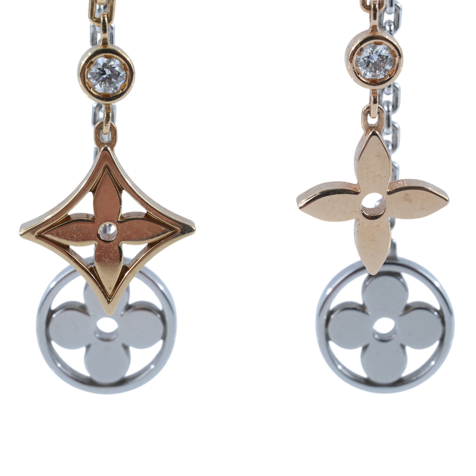 路易威登 LOUIS VUITTON K18 Idylle Blossom 三色金 鑽石 長 耳環 Q96413  防塵袋