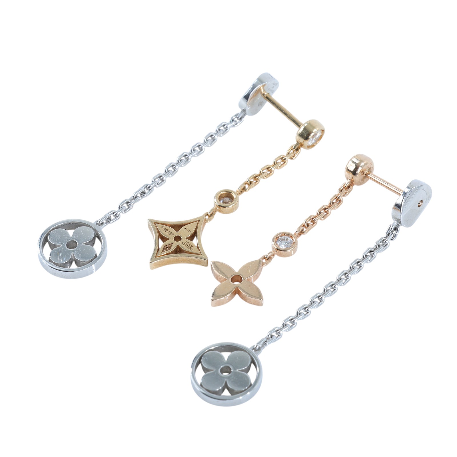 路易威登 LOUIS VUITTON K18 Idylle Blossom 三色金 鑽石 長 耳環 Q96413  防塵袋