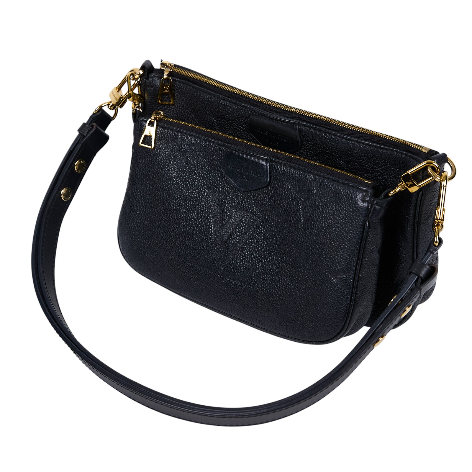 路易威登 LOUIS VUITTON Multi Pochette Accessoires 壓花牛皮 混合式 斜背袋 M80399 晶片款  原廠盒子/防塵袋