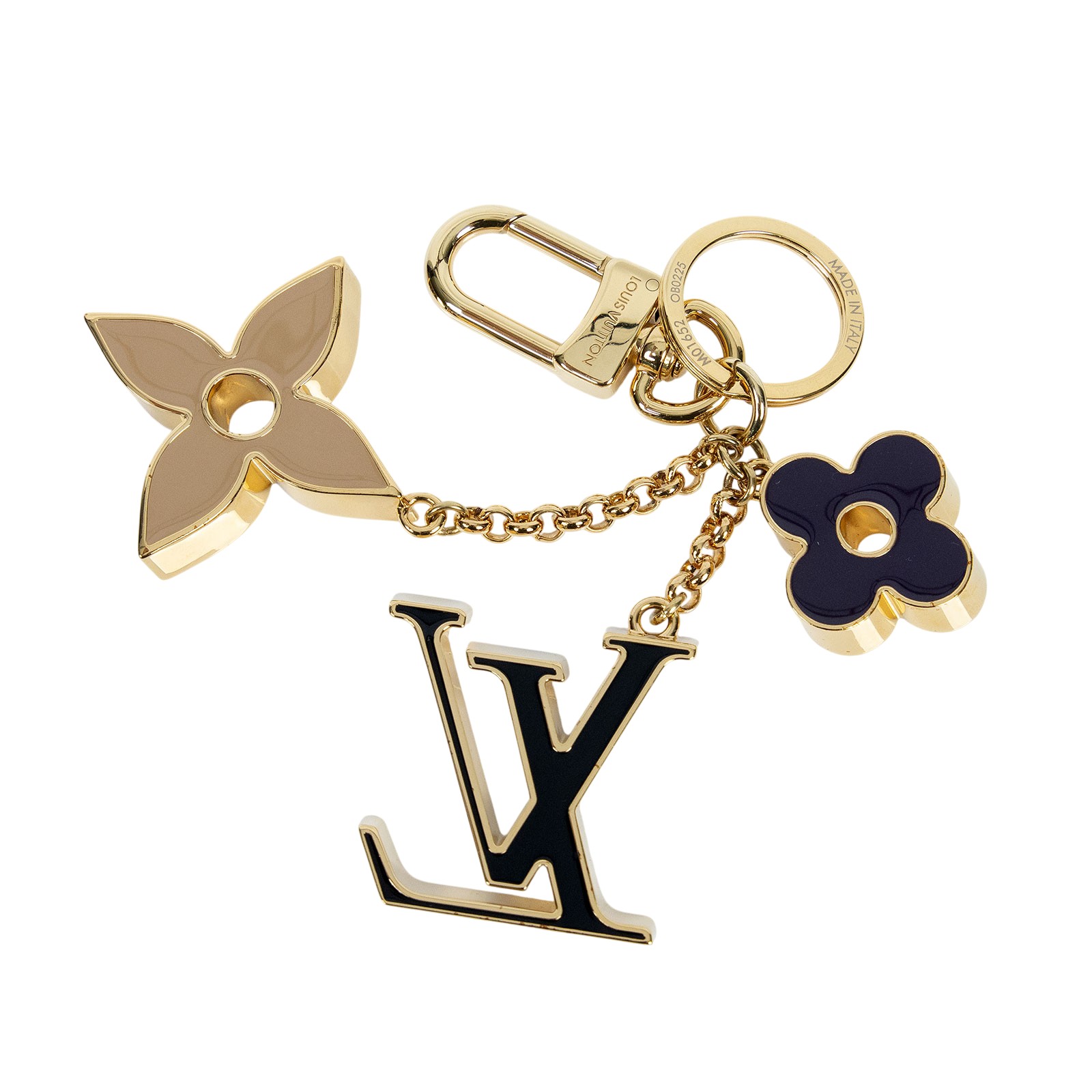 路易威登 LOUIS VUITTON Fleur de Monogram 包包吊飾 金色 M01652  原廠盒子/防塵袋