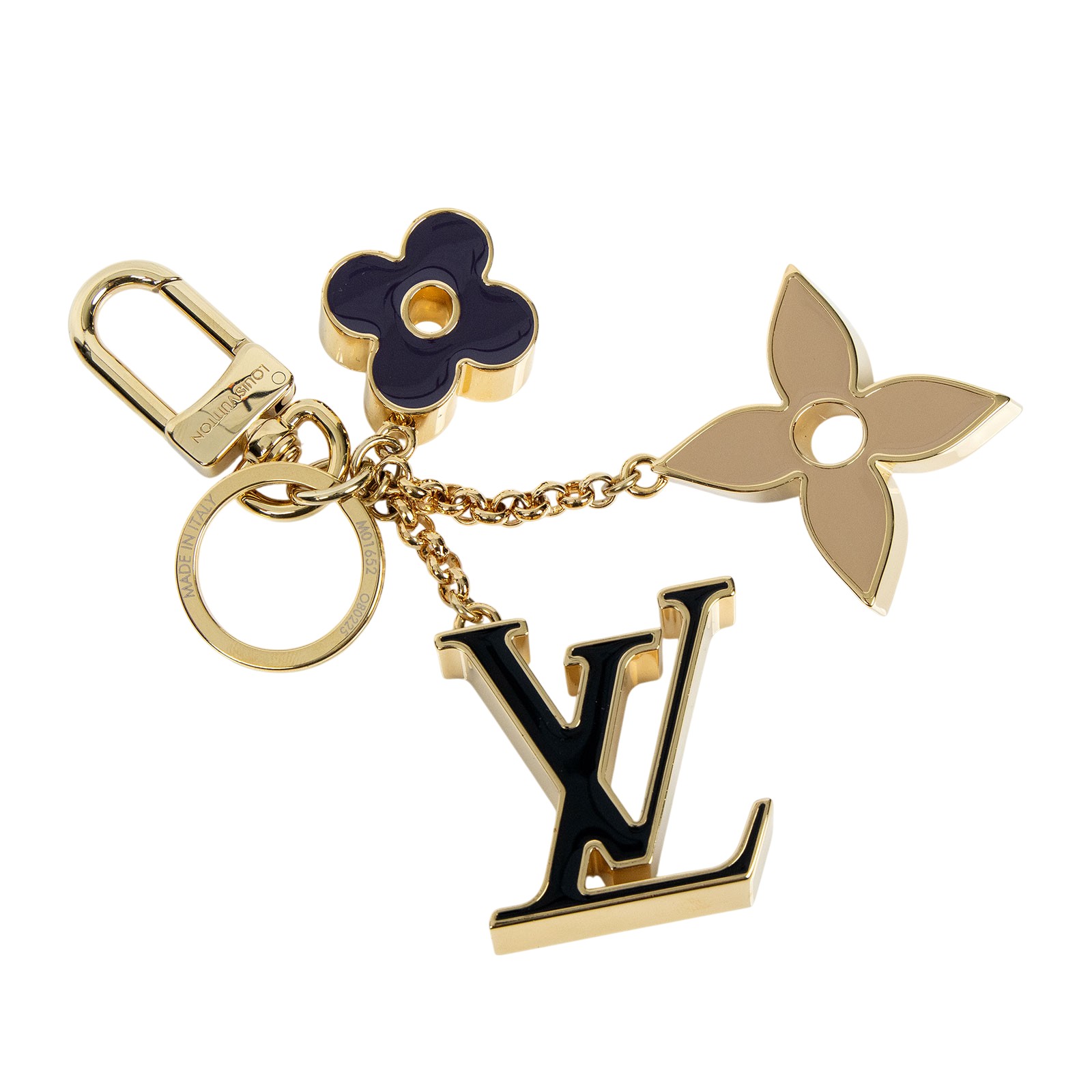 路易威登 LOUIS VUITTON Fleur de Monogram 包包吊飾 金色 M01652  原廠盒子/防塵袋