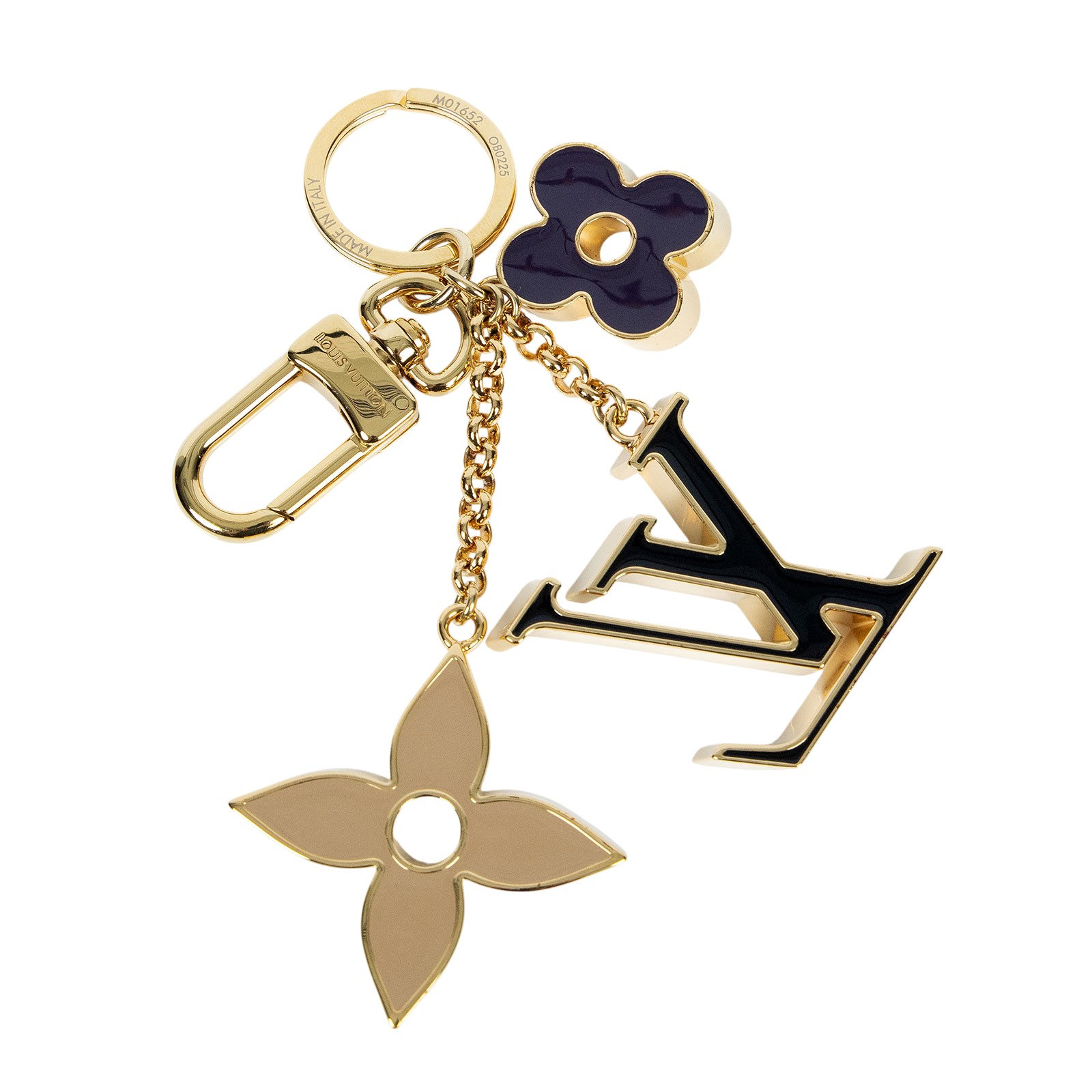 路易威登 LOUIS VUITTON Fleur de Monogram 包包吊飾 金色 M01652  原廠盒子/防塵袋