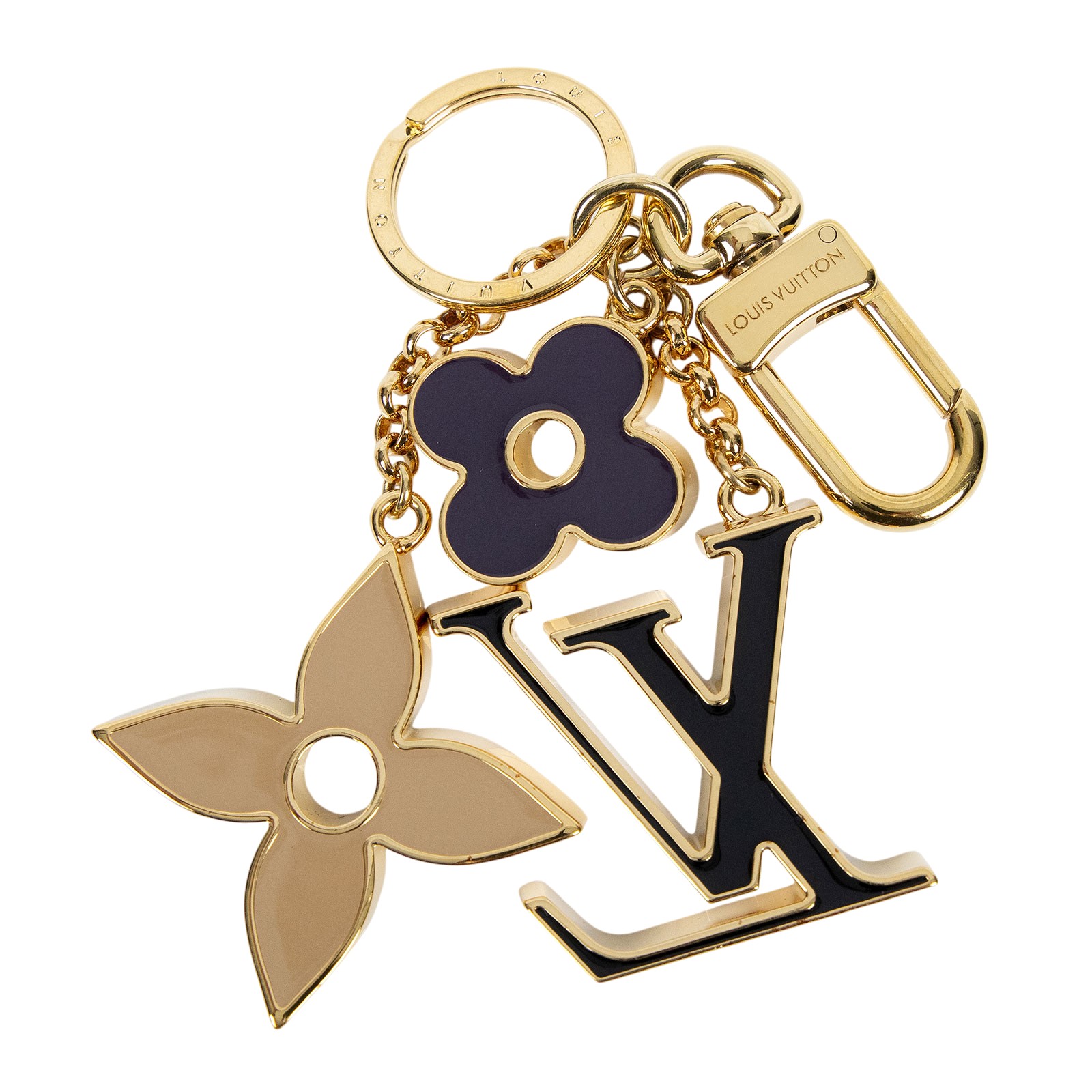 路易威登 LOUIS VUITTON Fleur de Monogram 包包吊飾 金色 M01652  原廠盒子/防塵袋