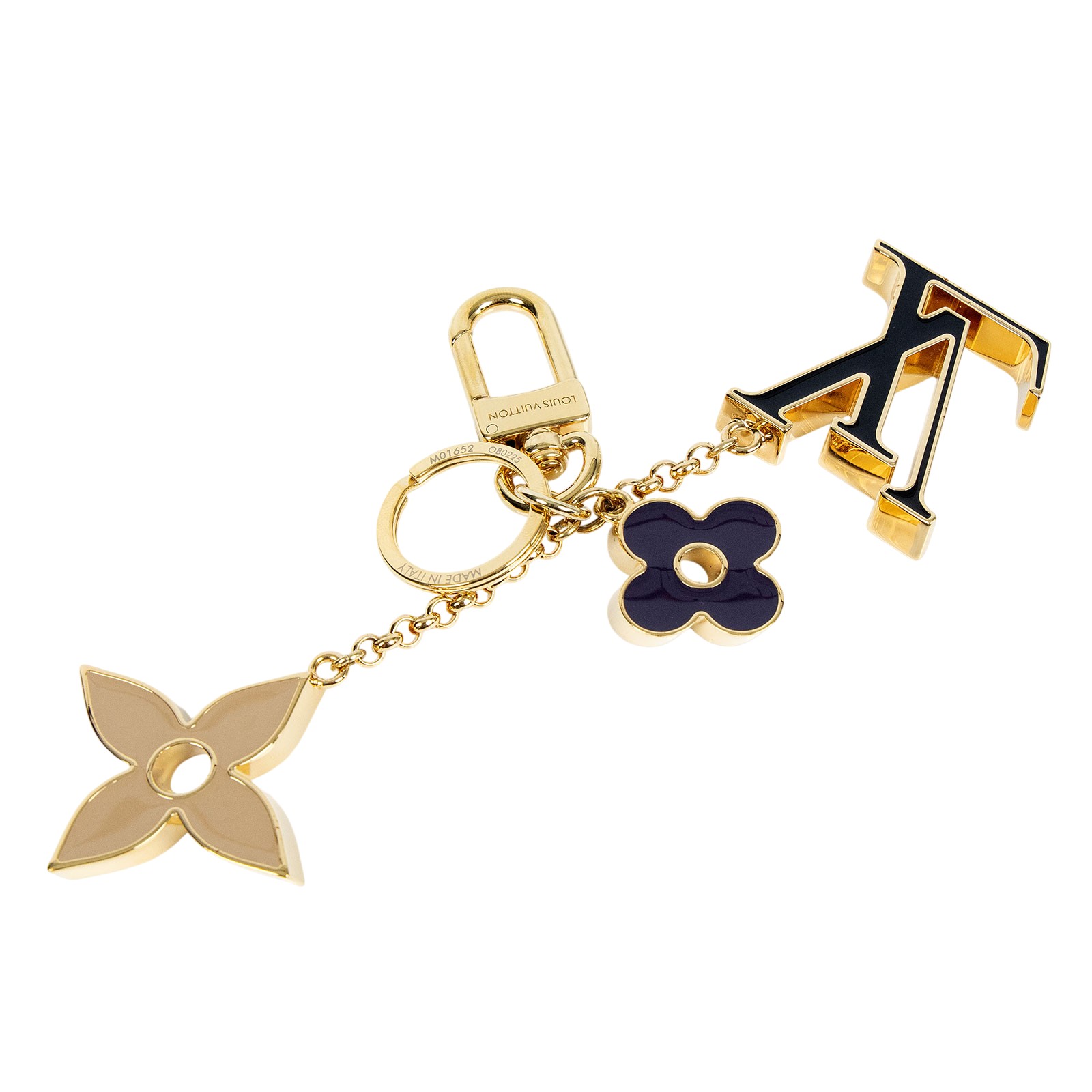 路易威登 LOUIS VUITTON Fleur de Monogram 包包吊飾 金色 M01652  原廠盒子/防塵袋