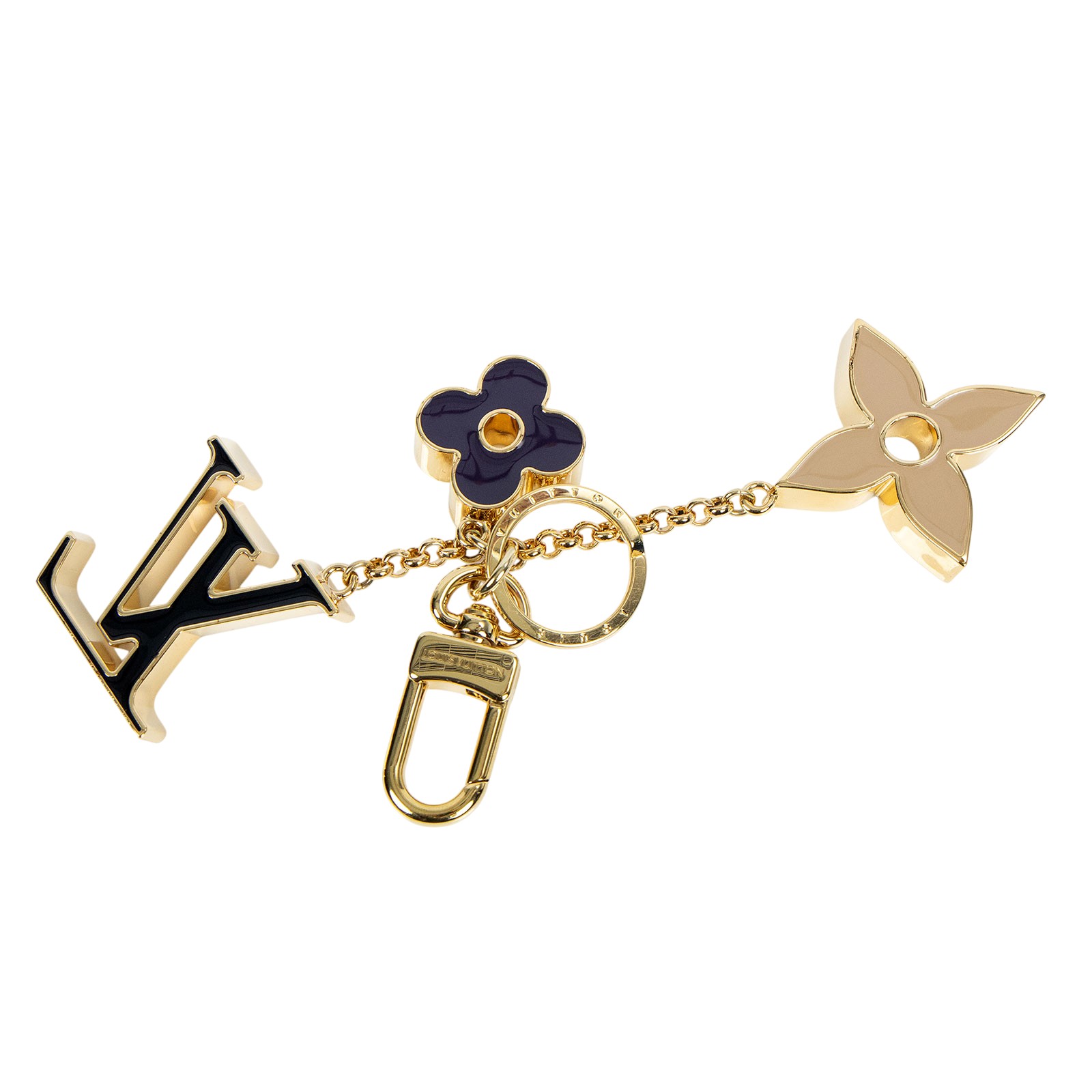 路易威登 LOUIS VUITTON Fleur de Monogram 包包吊飾 金色 M01652  原廠盒子/防塵袋