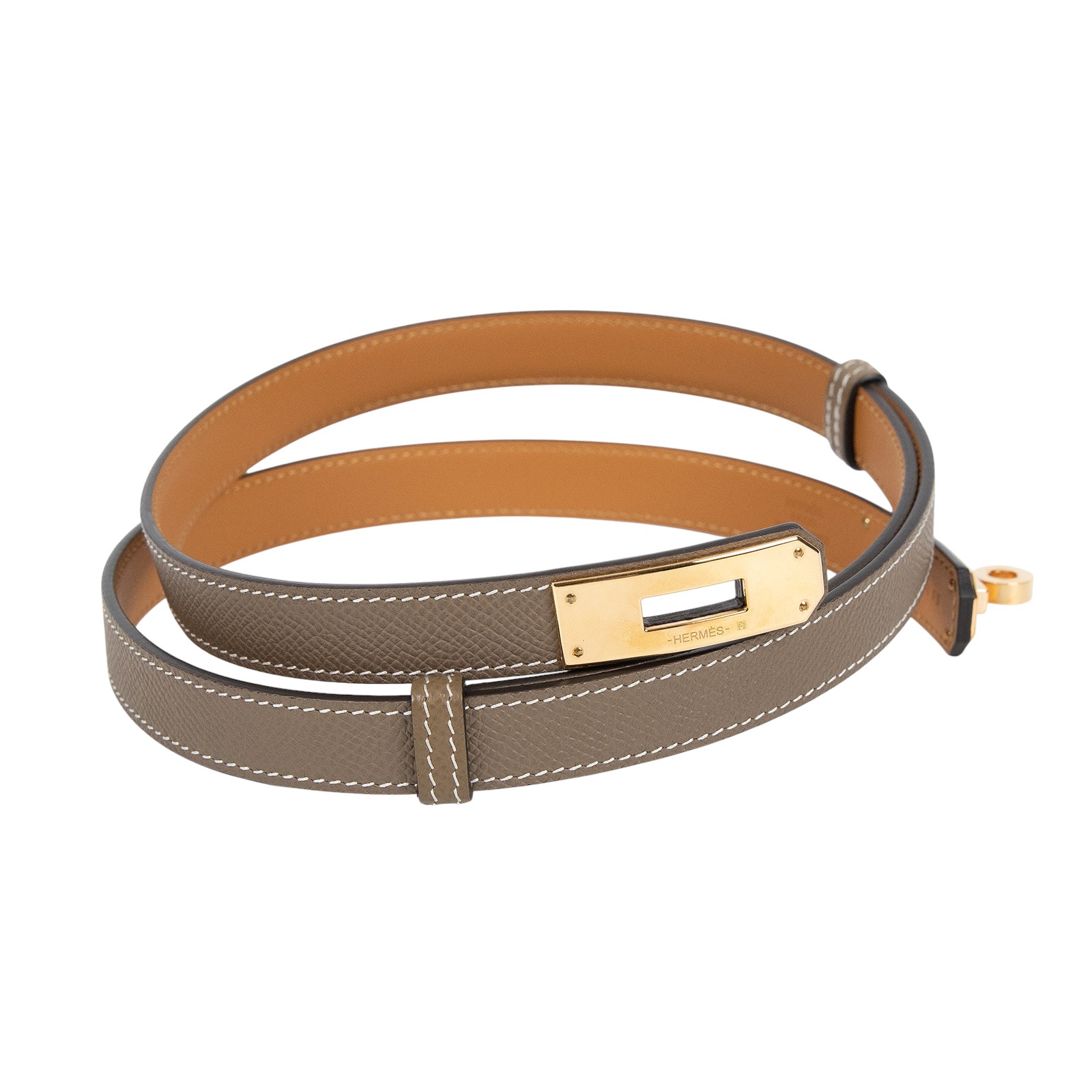 愛馬仕 Hermes Kelly 18 腰帶 大象灰 玫瑰金色五金 大象灰  H069853CD18 /H069853CD  防塵袋/原廠盒子/購買證明影本