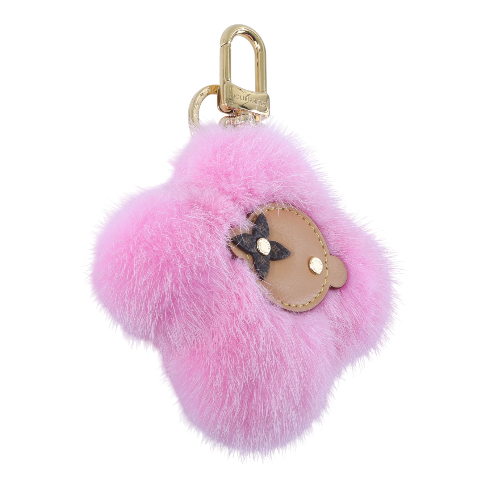 路易威登 LOUIS VUITTON Monogram 粉色 鑰匙圈 吊飾 M01447 粉色水貂毛太陽花鑰匙 無附屬品