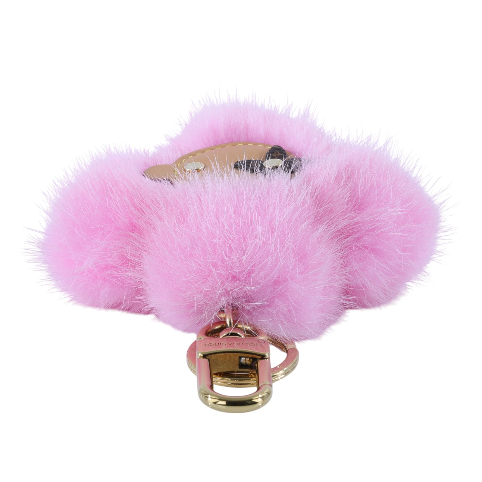 路易威登 LOUIS VUITTON Monogram 粉色 鑰匙圈 吊飾 M01447 粉色水貂毛太陽花鑰匙 無附屬品