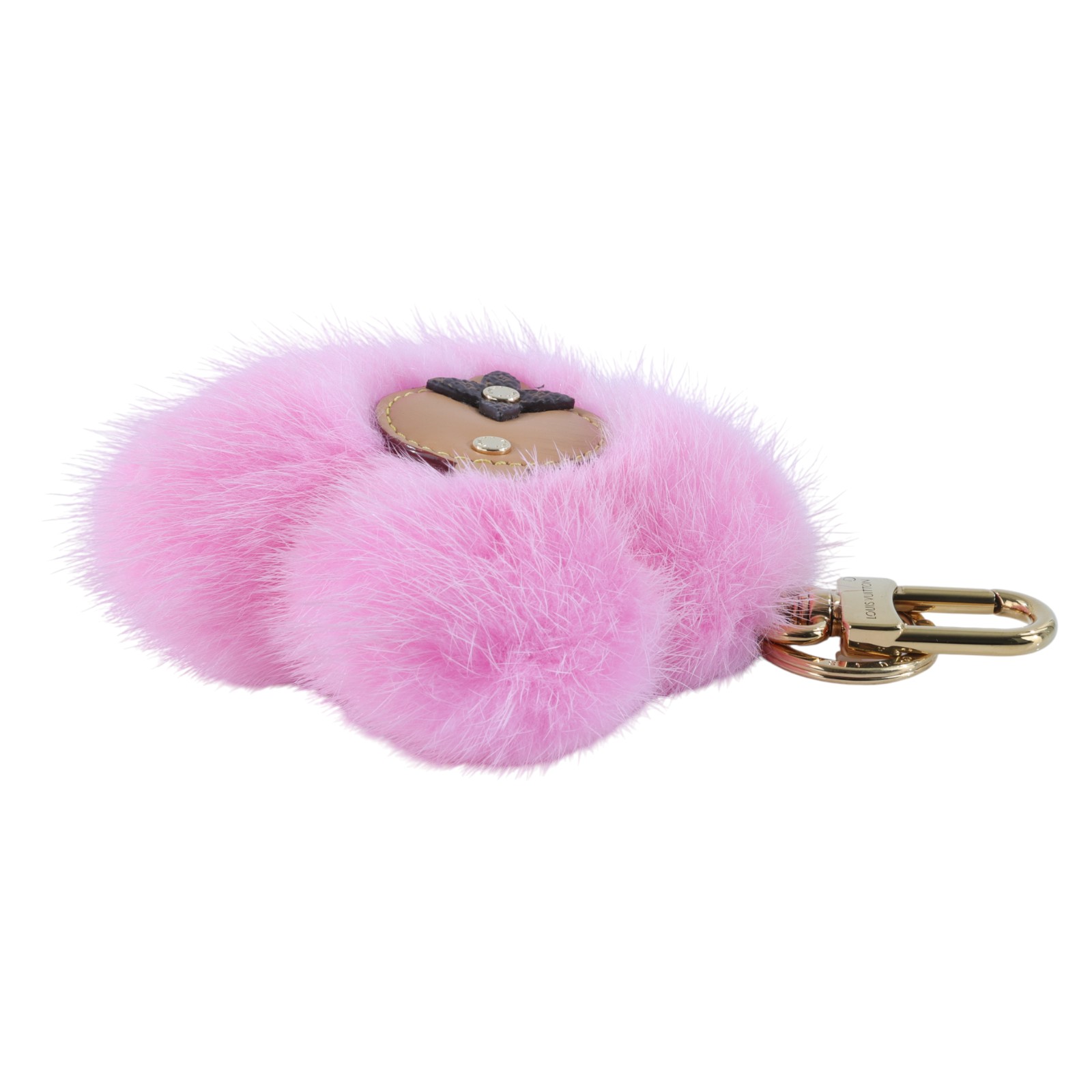 路易威登 LOUIS VUITTON Monogram 粉色 鑰匙圈 吊飾 M01447 粉色水貂毛太陽花鑰匙 無附屬品