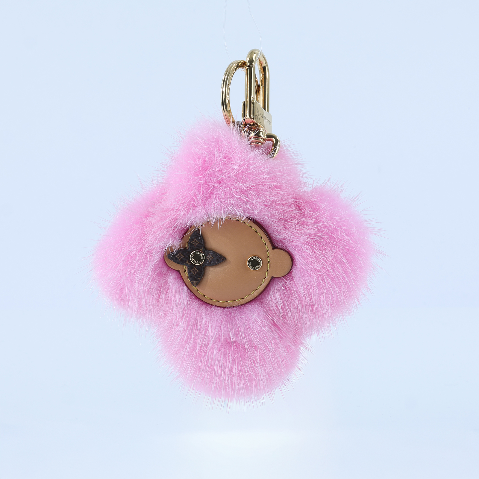 路易威登 LOUIS VUITTON Monogram 粉色 鑰匙圈 吊飾 M01447 粉色水貂毛太陽花鑰匙 無附屬品