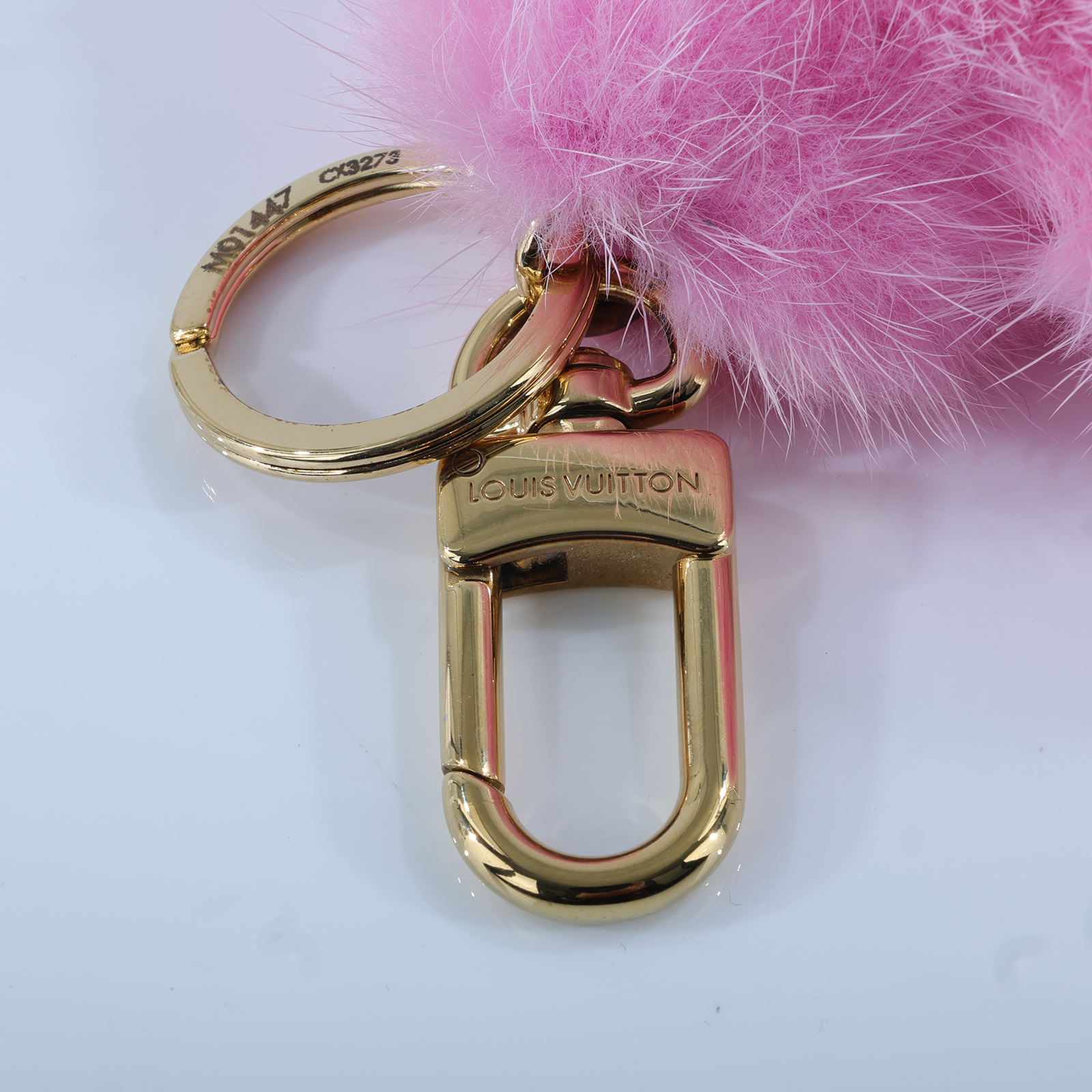 路易威登 LOUIS VUITTON Monogram 粉色 鑰匙圈 吊飾 M01447 粉色水貂毛太陽花鑰匙 無附屬品