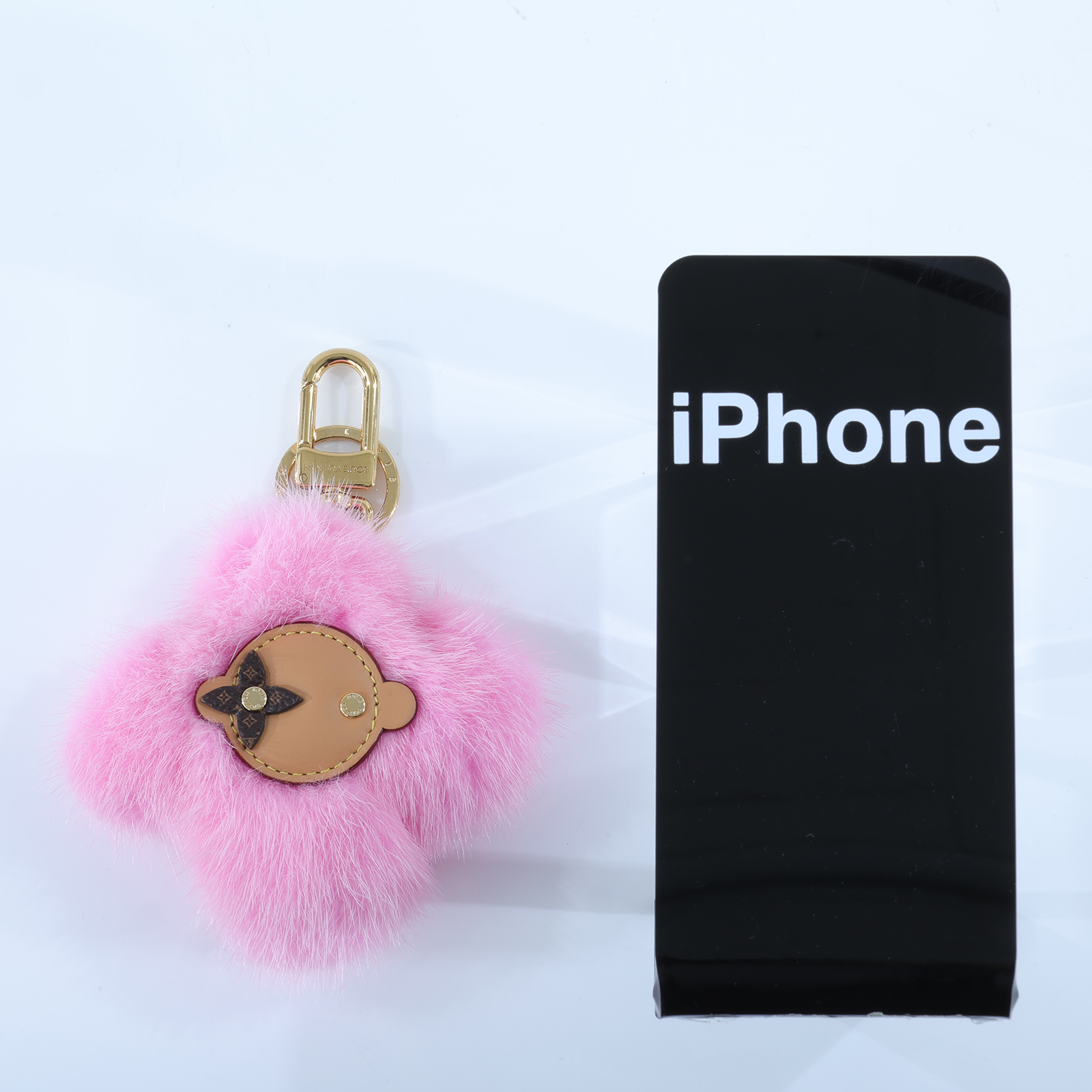 路易威登 LOUIS VUITTON Monogram 粉色 鑰匙圈 吊飾 M01447 粉色水貂毛太陽花鑰匙 無附屬品