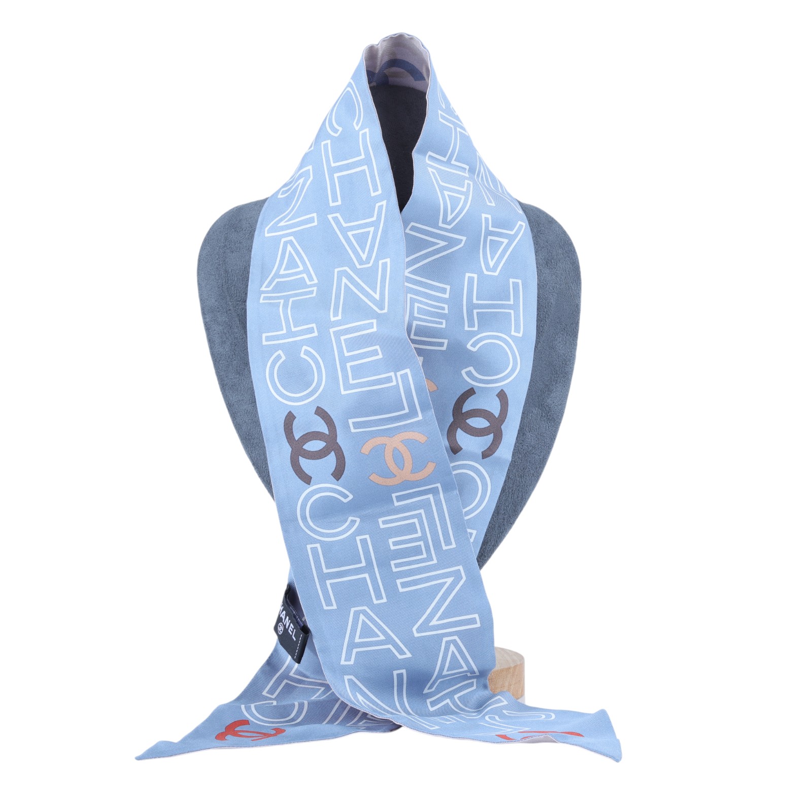 香奈兒 CHANEL CC 絲巾  粉藍TWILLY 無附屬品