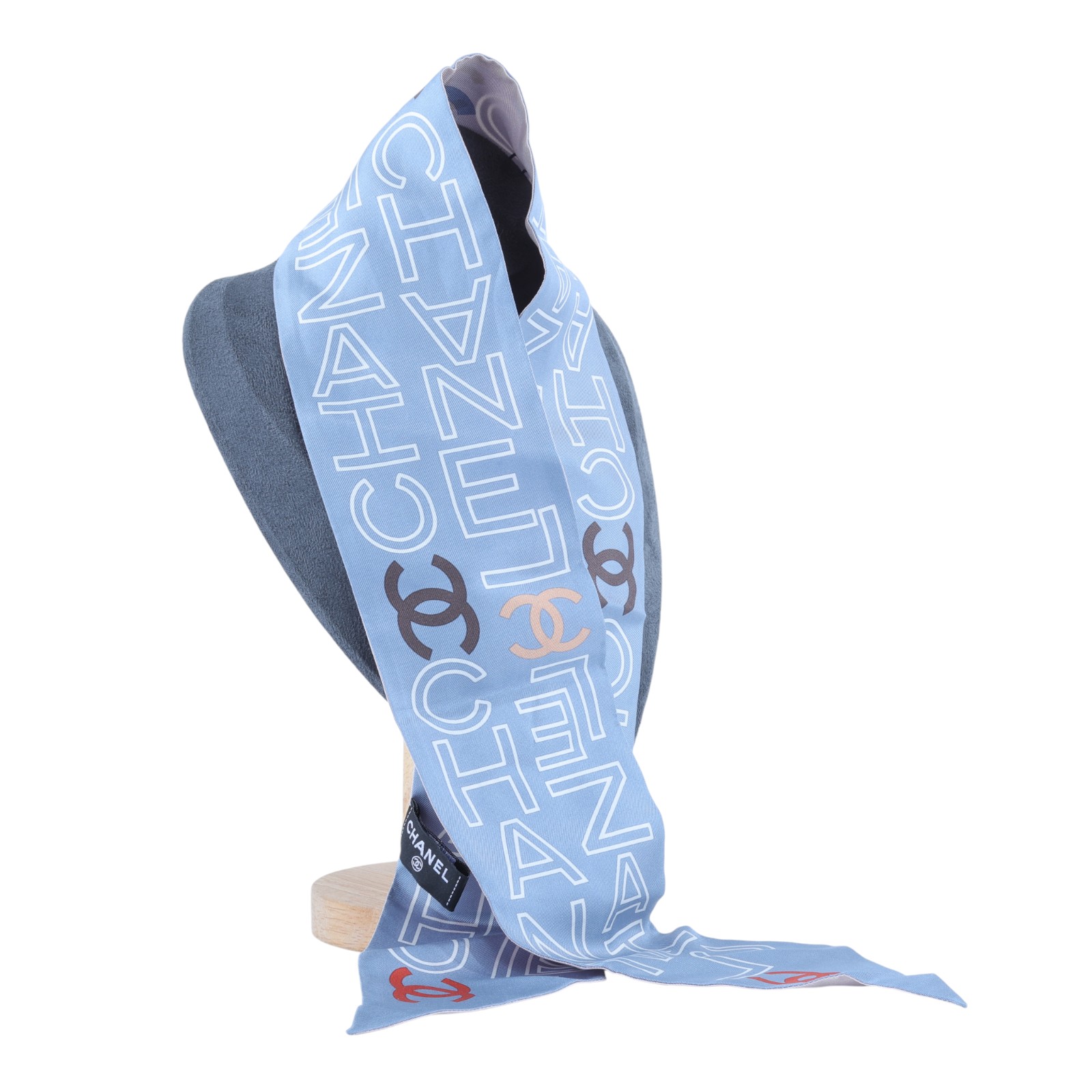 香奈兒 CHANEL CC 絲巾  粉藍TWILLY 無附屬品