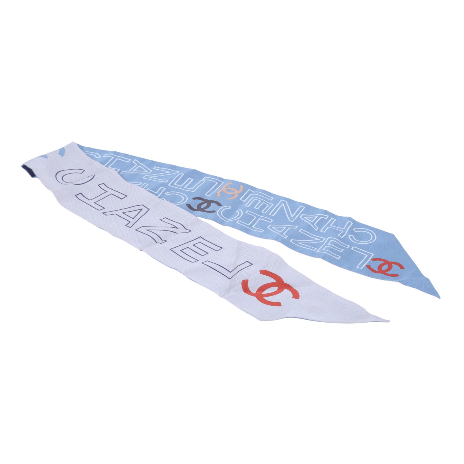 香奈兒 CHANEL CC 絲巾  粉藍TWILLY 無附屬品