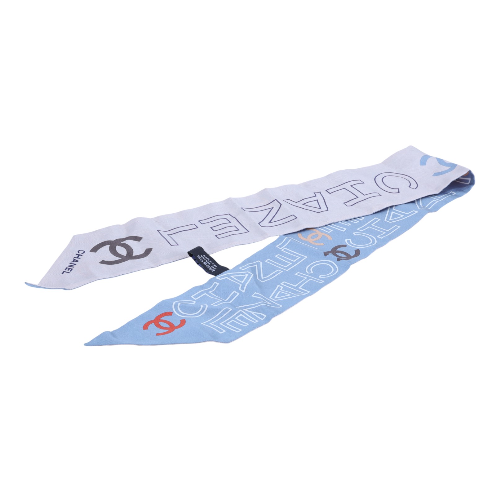 香奈兒 CHANEL CC 絲巾  粉藍TWILLY 無附屬品