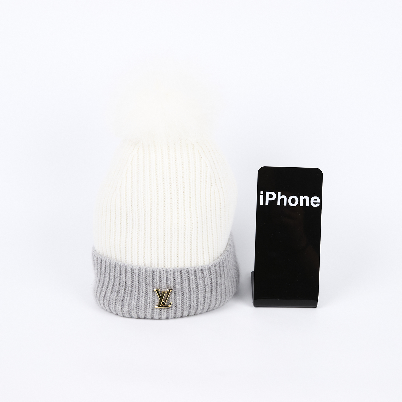 路易威登 LOUIS VUITTON LV Cold Spark 毛帽 M79255 灰白毛球毛帽 無附屬品