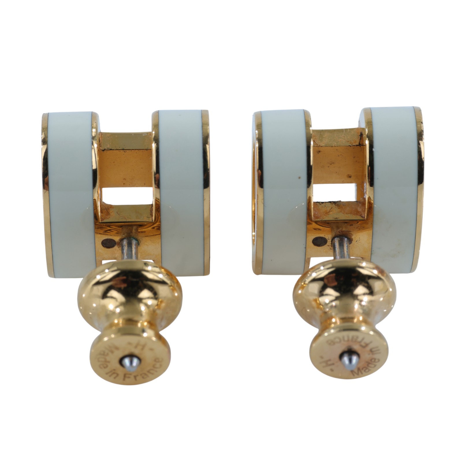 愛馬仕 Hermes Mini Pop H 耳釘 白色 H608002Fv49 ST 01 79 白金POP H耳環 原廠盒子