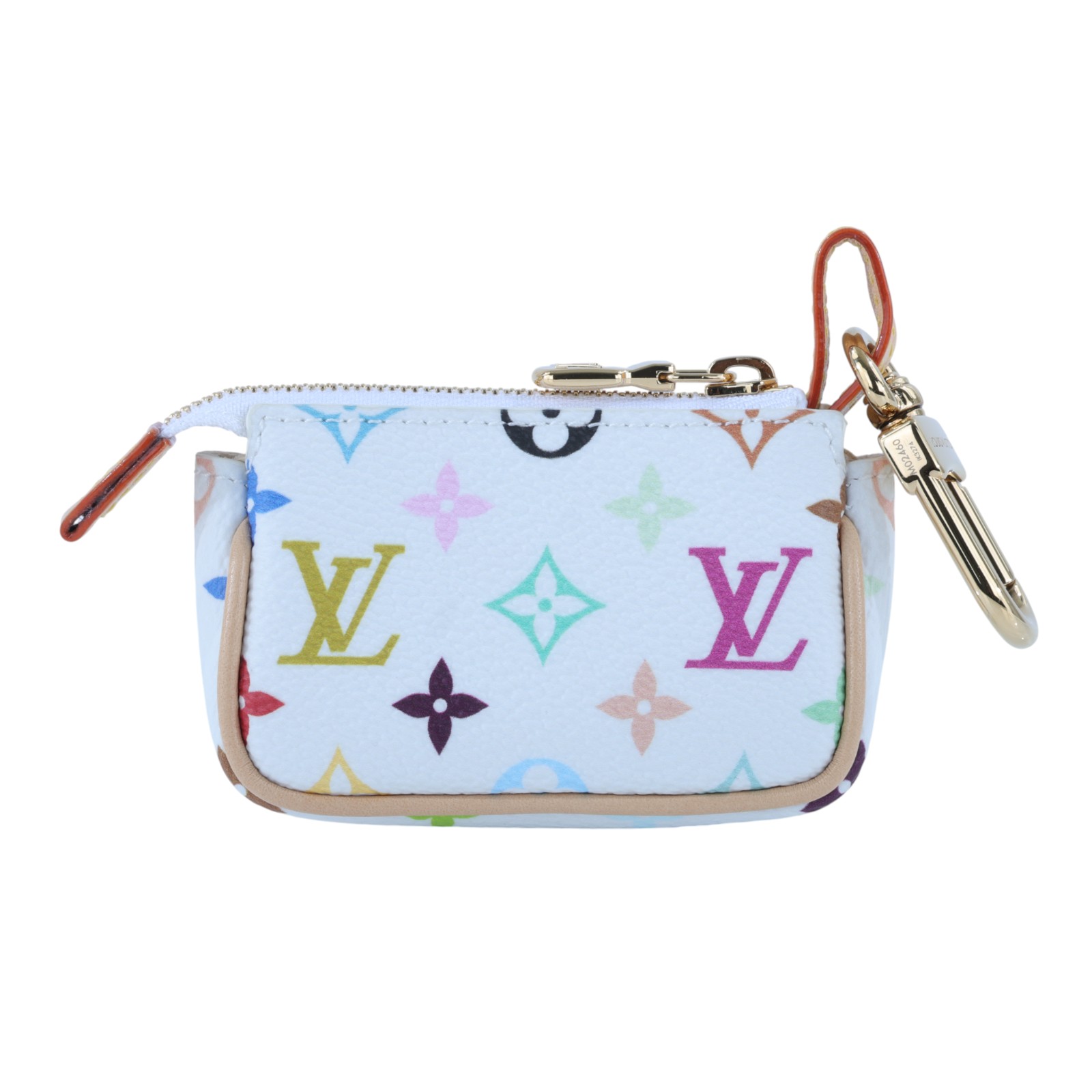路易威登 LOUIS VUITTON 村上隆 白三彩 拉鍊包 吊飾 鑰匙圈 M02460 晶片款  原廠盒子/防塵袋
