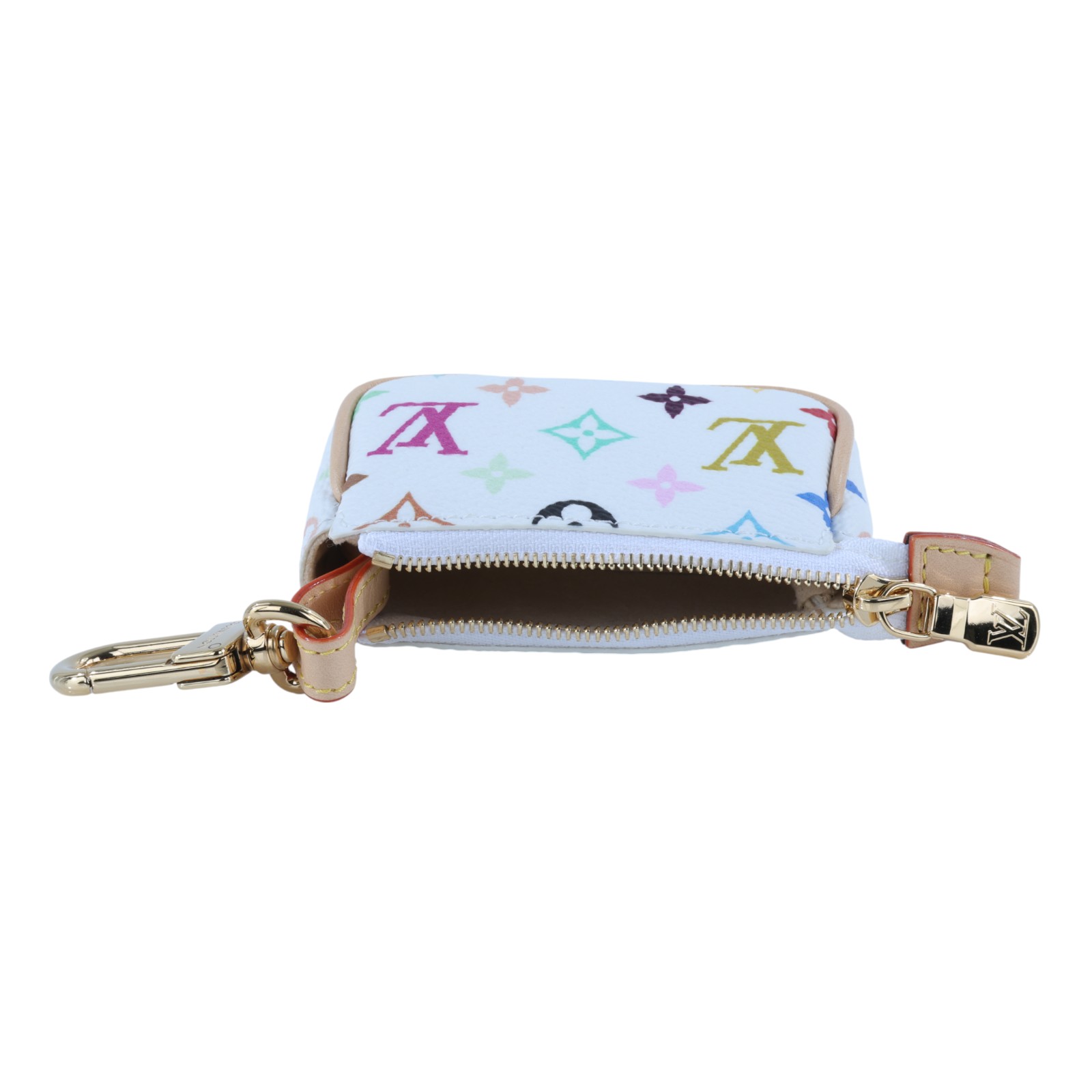 路易威登 LOUIS VUITTON 村上隆 白三彩 拉鍊包 吊飾 鑰匙圈 M02460 晶片款  原廠盒子/防塵袋