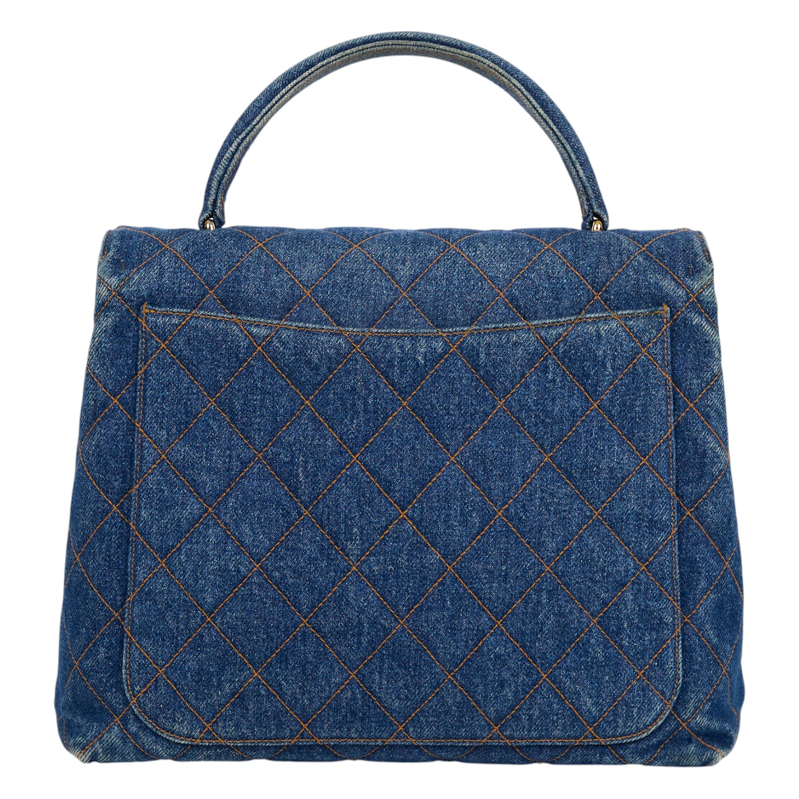 香奈兒 CHANEL Vintage 菱格紋 丹寧 手提包  4開單寧Matelasse手提包 無附屬品