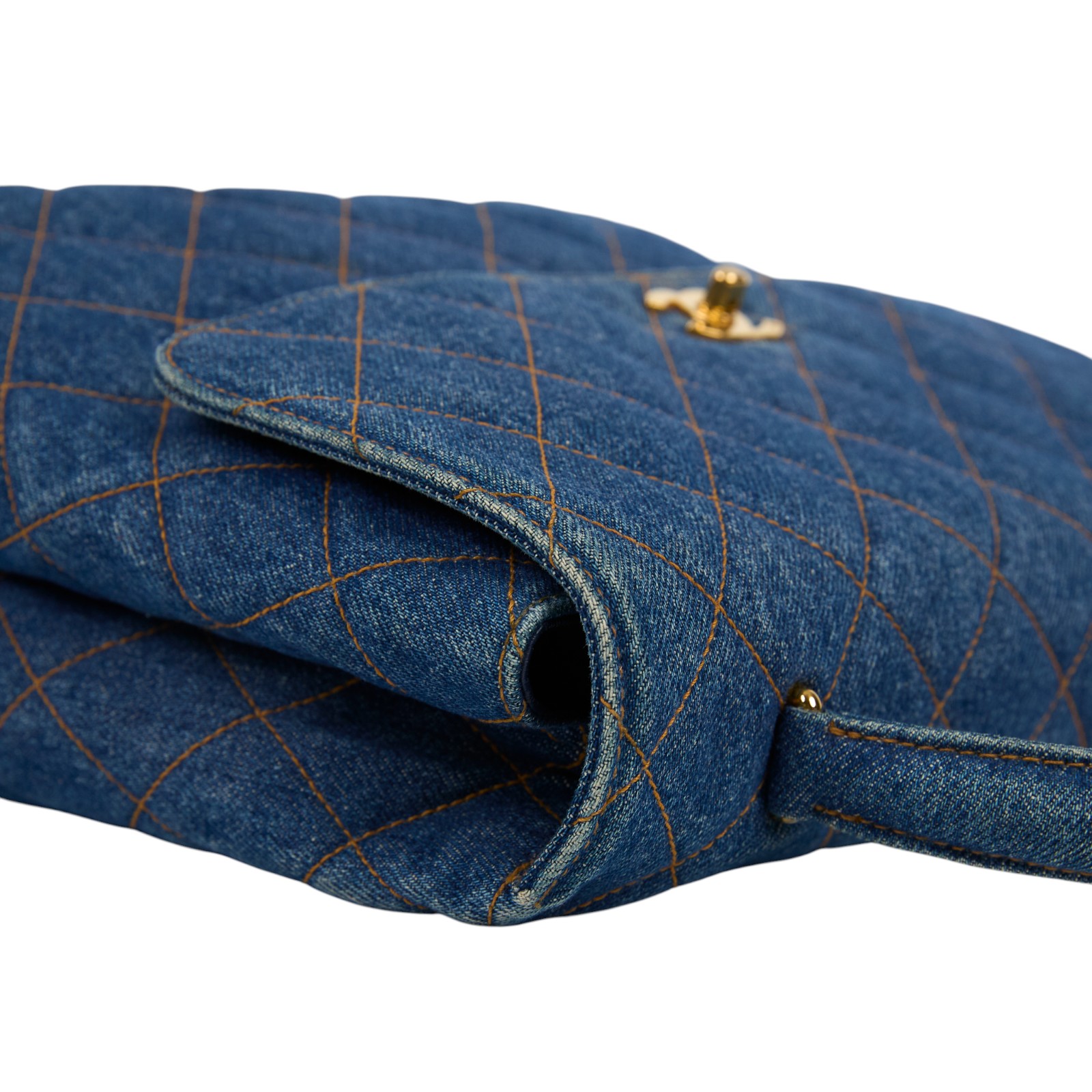 香奈兒 CHANEL Vintage 菱格紋 丹寧 手提包  4開單寧Matelasse手提包 無附屬品