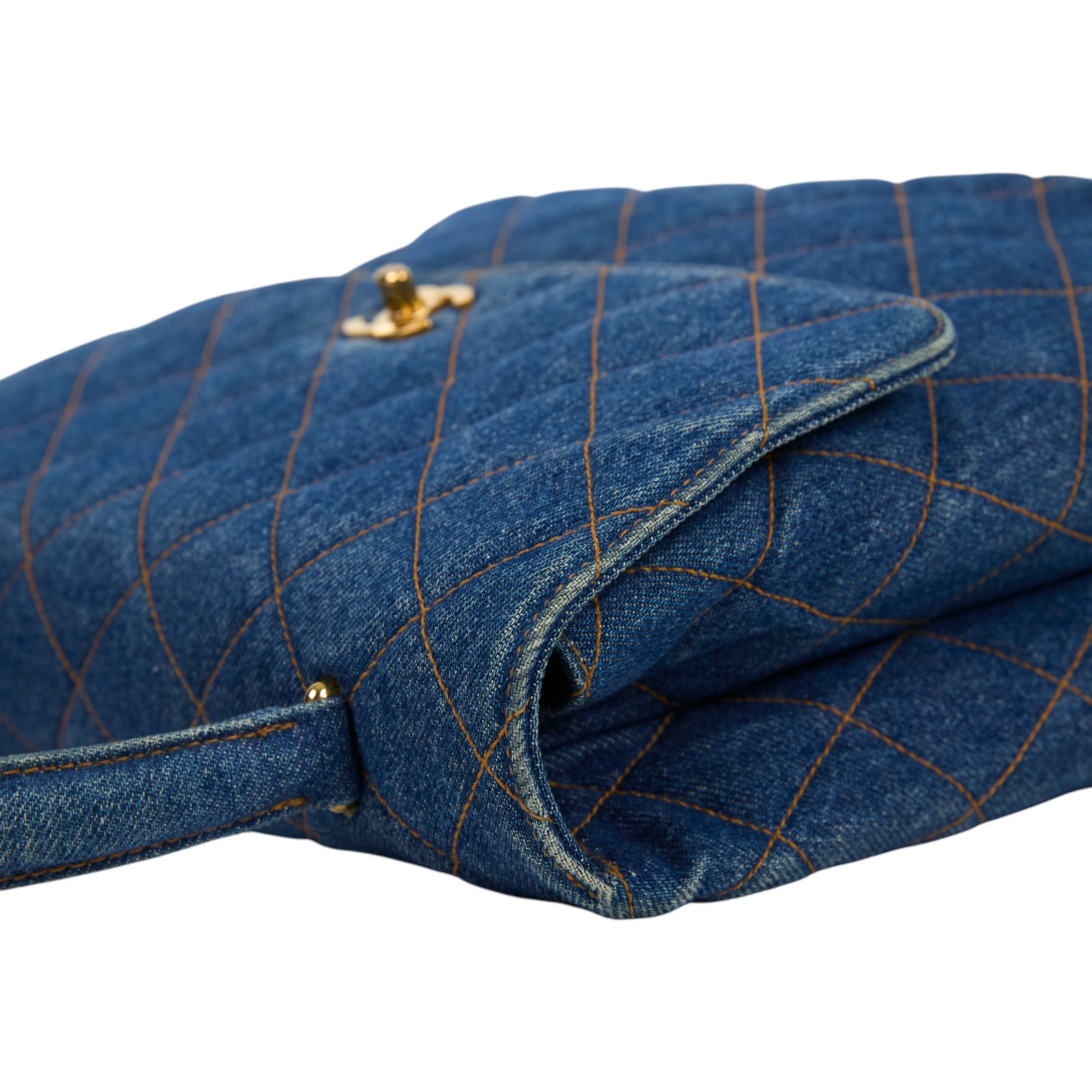 香奈兒 CHANEL Vintage 菱格紋 丹寧 手提包  4開單寧Matelasse手提包 無附屬品