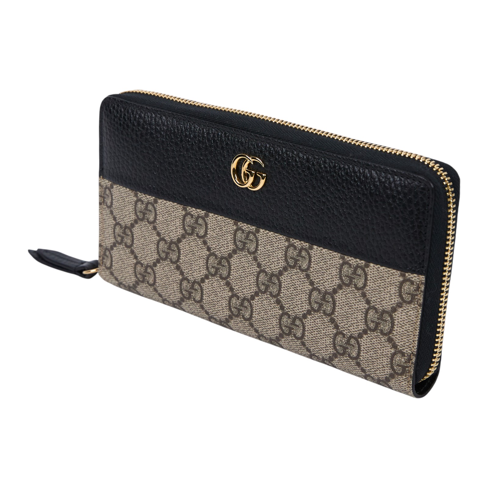 古馳 GUCCI GG Marmont 長夾 錢包 456117 AAE5E 黑拼原花拉鍊長夾 原廠盒子/防塵袋