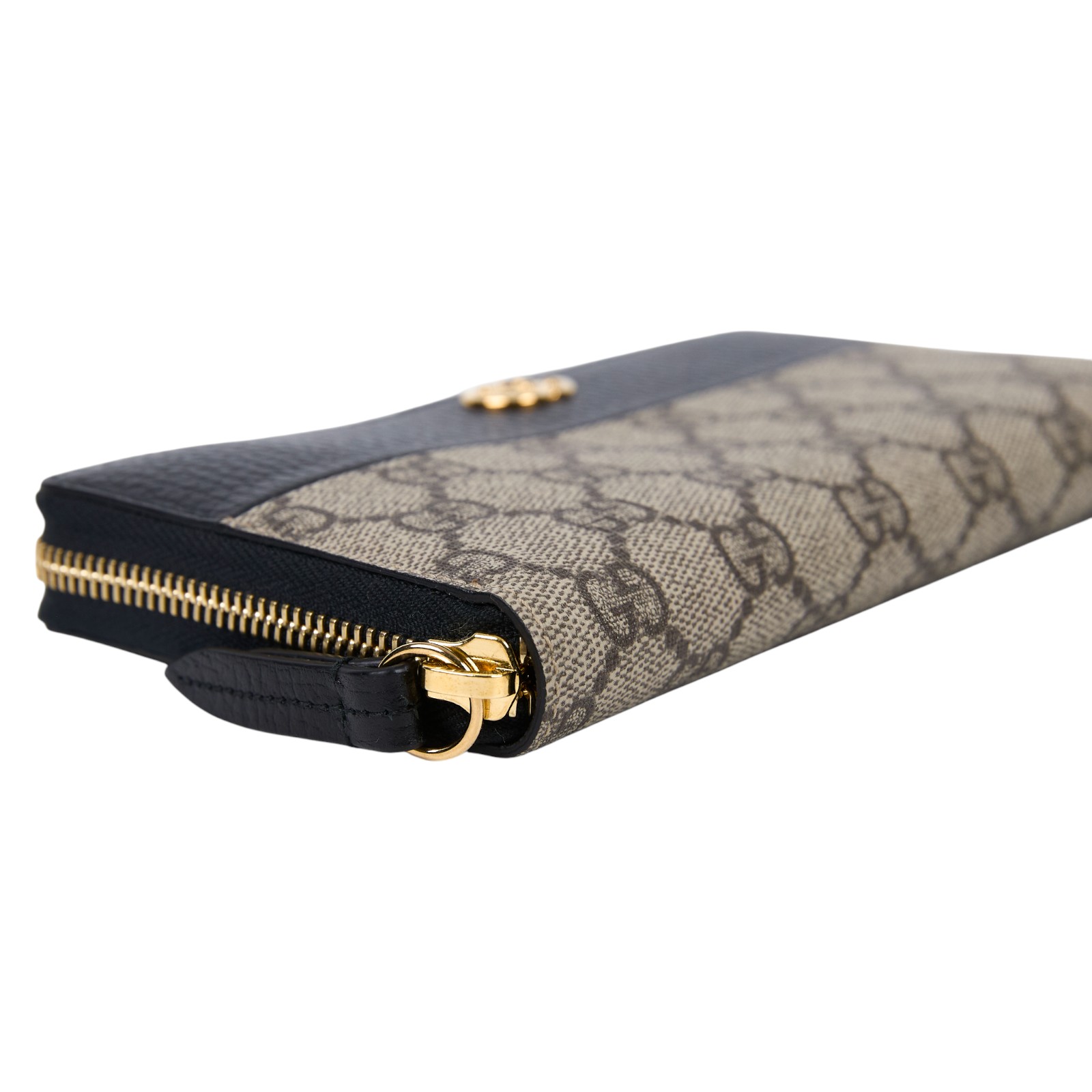 古馳 GUCCI GG Marmont 長夾 錢包 456117 AAE5E 黑拼原花拉鍊長夾 原廠盒子/防塵袋