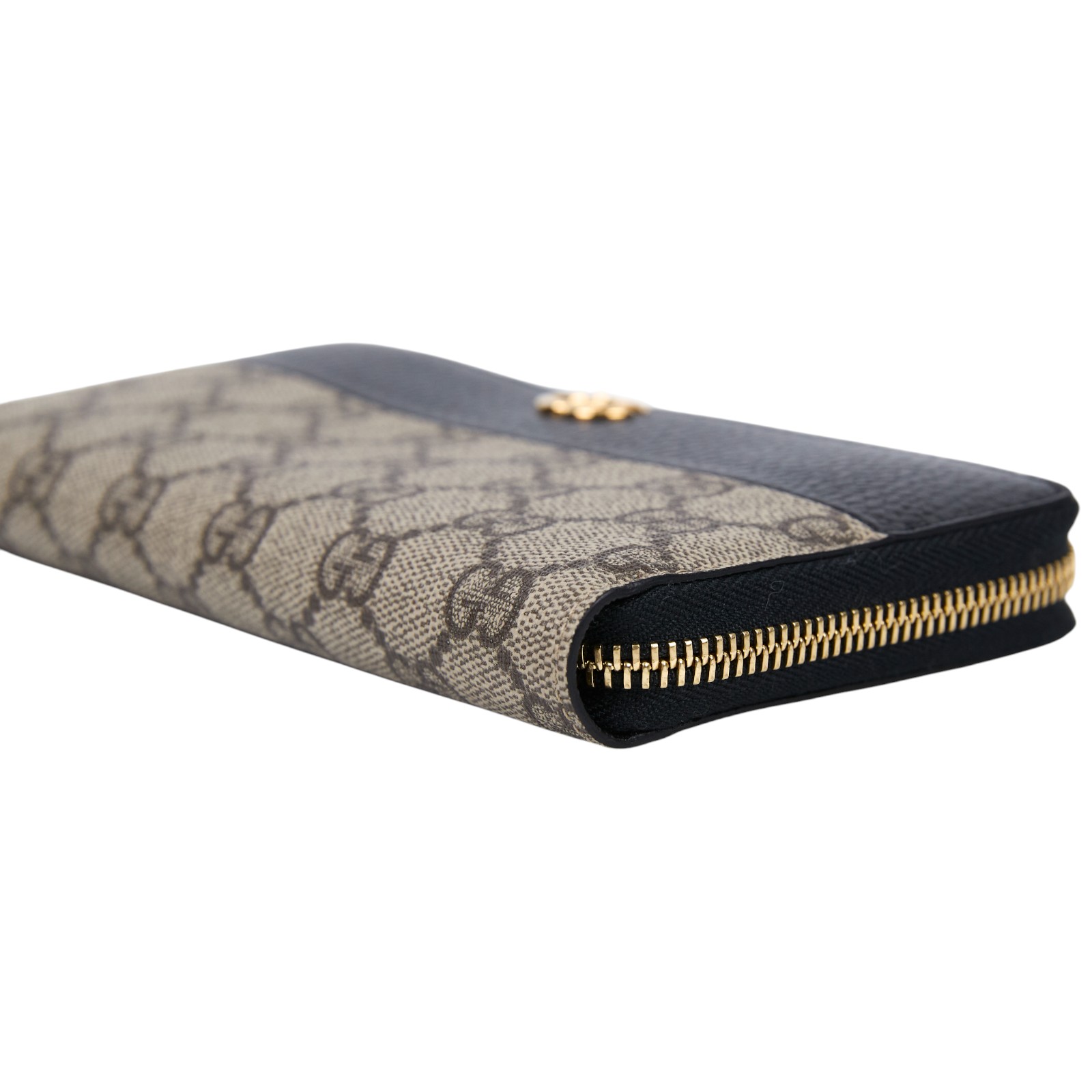 古馳 GUCCI GG Marmont 長夾 錢包 456117 AAE5E 黑拼原花拉鍊長夾 原廠盒子/防塵袋