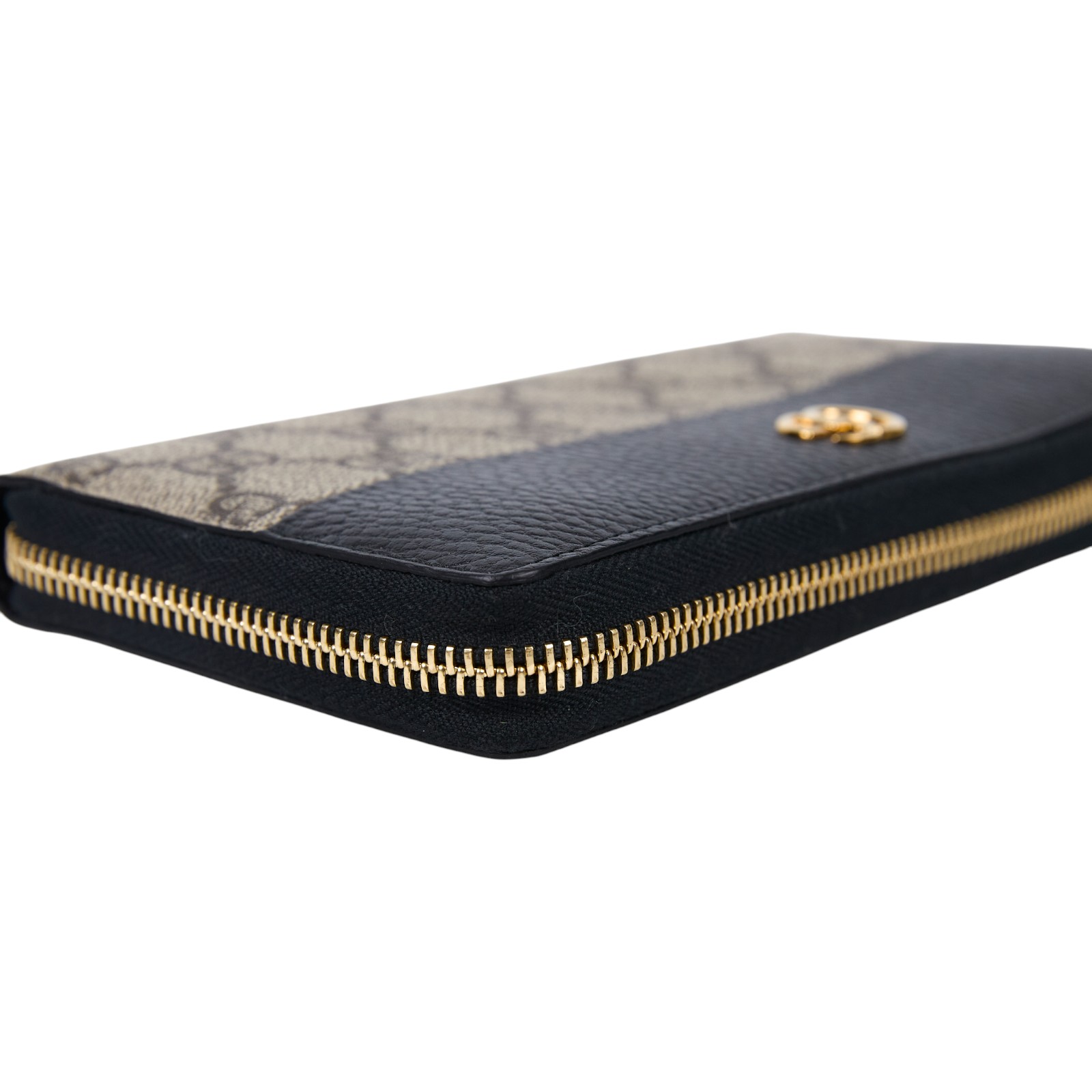 古馳 GUCCI GG Marmont 長夾 錢包 456117 AAE5E 黑拼原花拉鍊長夾 原廠盒子/防塵袋