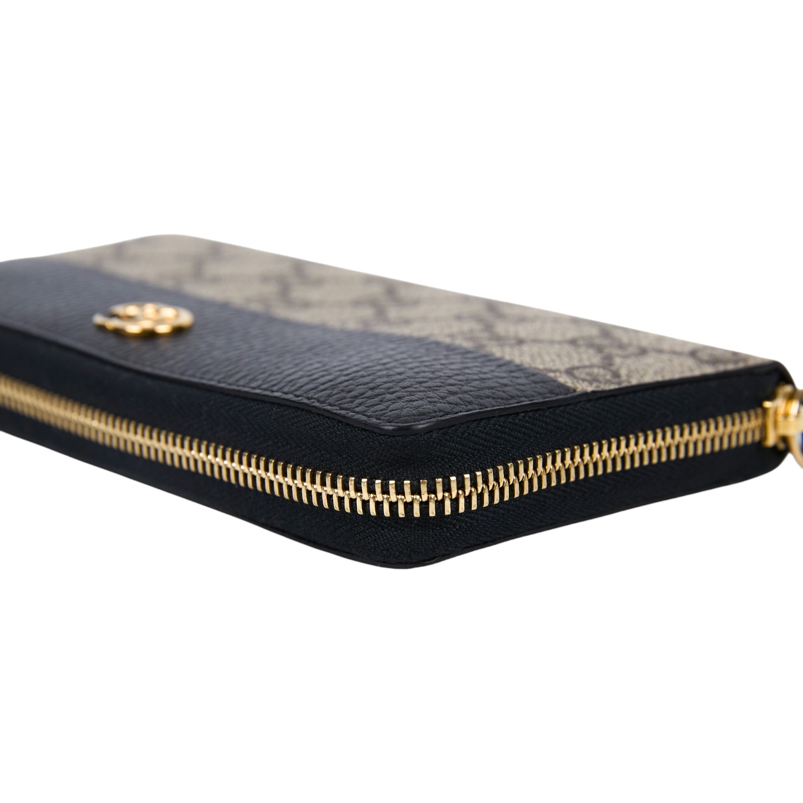 古馳 GUCCI GG Marmont 長夾 錢包 456117 AAE5E 黑拼原花拉鍊長夾 原廠盒子/防塵袋